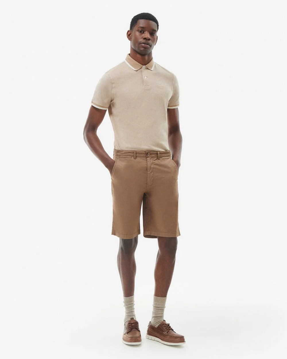 Barbour Corbett Mens Poplin Shorts - Fossil - Image 3