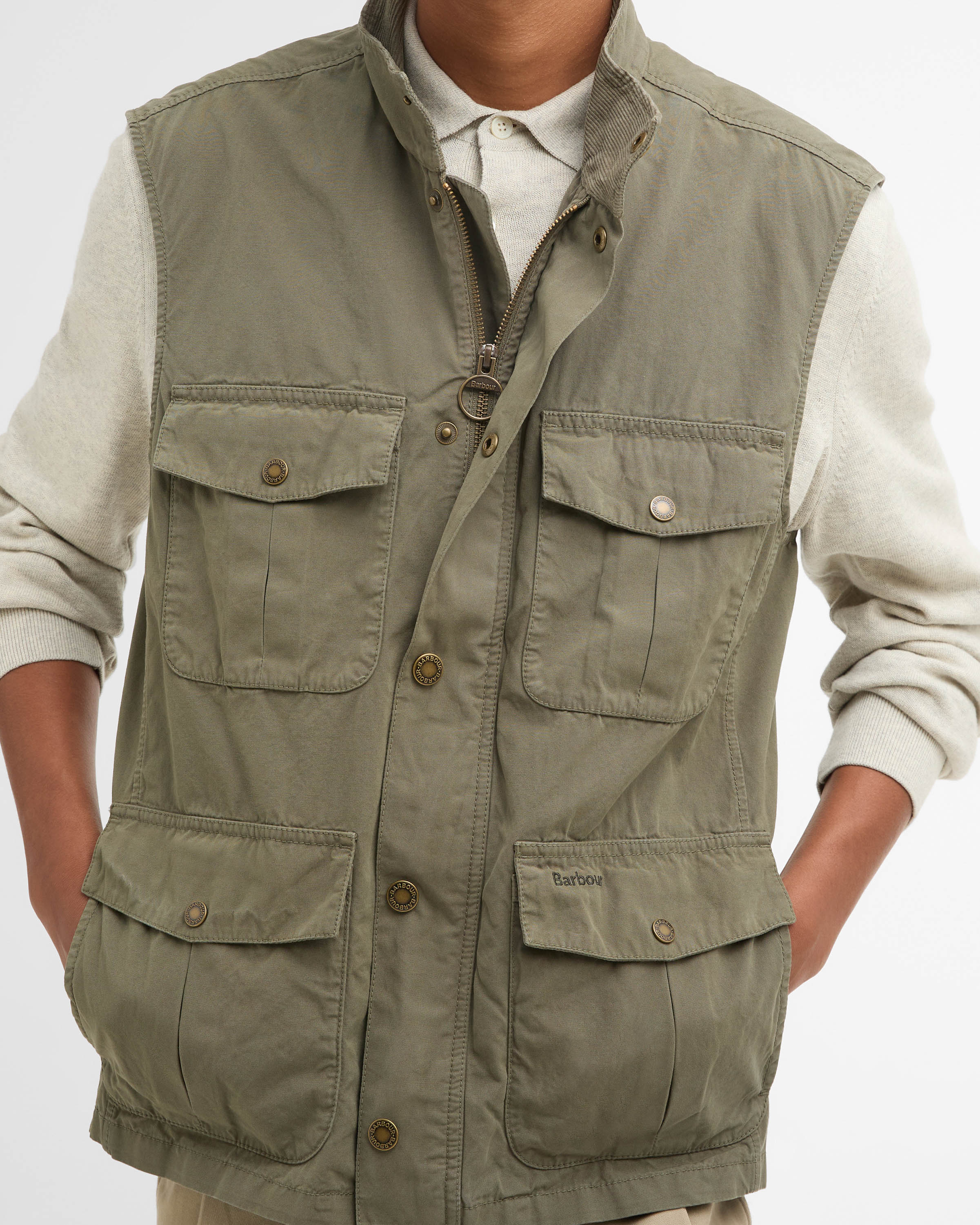 Barbour Corbridge Mens Casual Gilet - Dusty Olive - Image 3