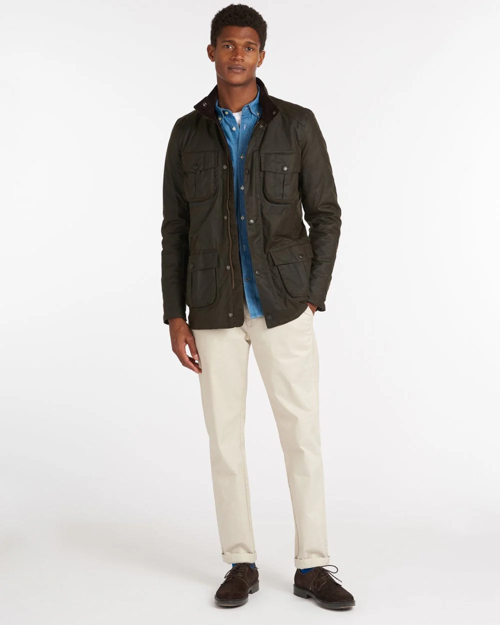 Barbour Corbridge Mens Wax Jacket - Olive - Image 4