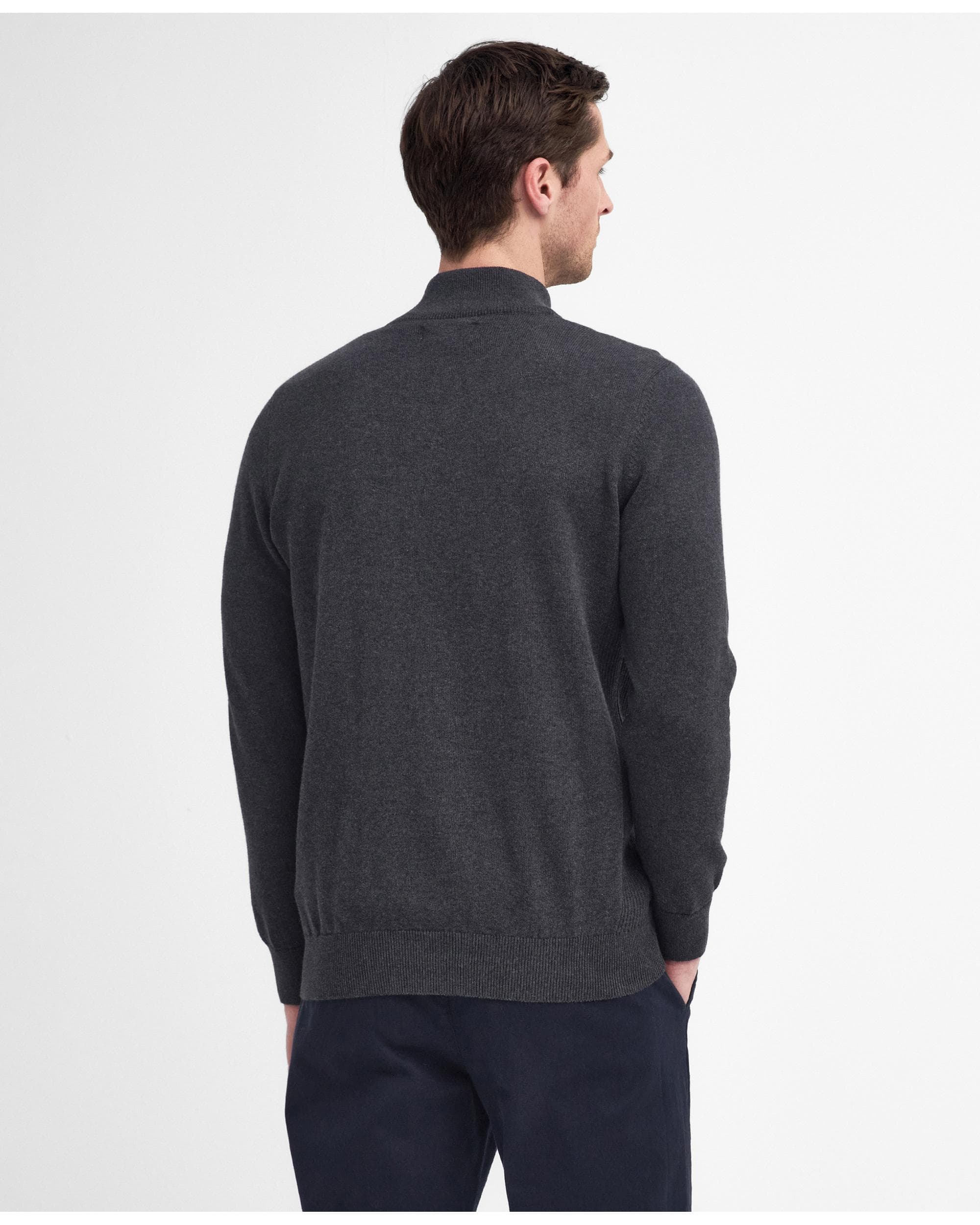 Barbour Cotton Mens Half Zip Jumper - Charcoal - Image 4