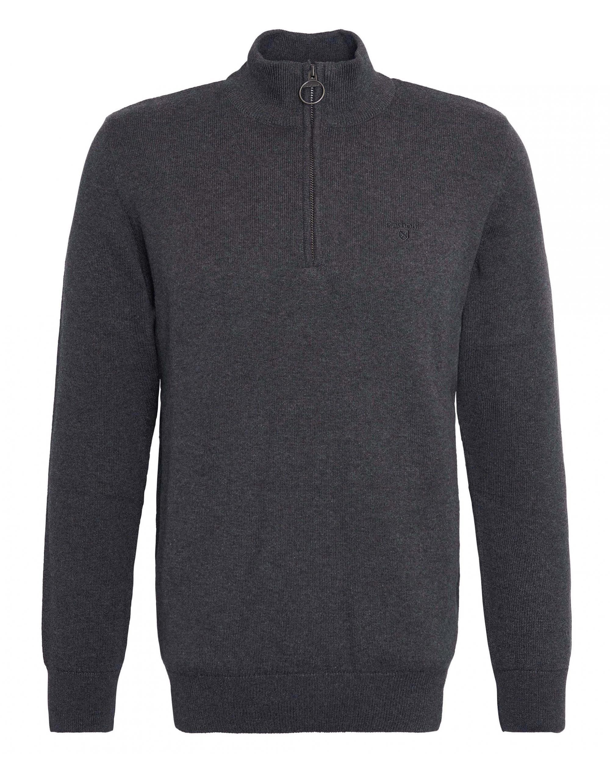 Barbour Cotton Mens Half Zip Jumper - Charcoal - Image 7