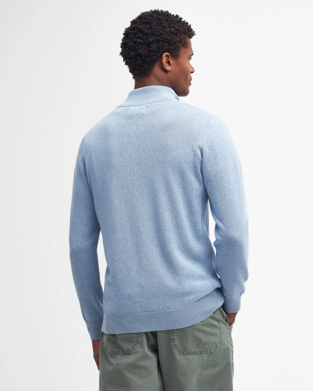 Barbour Cotton Mens Half Zip Jumper - Dark Chambray - Image 5