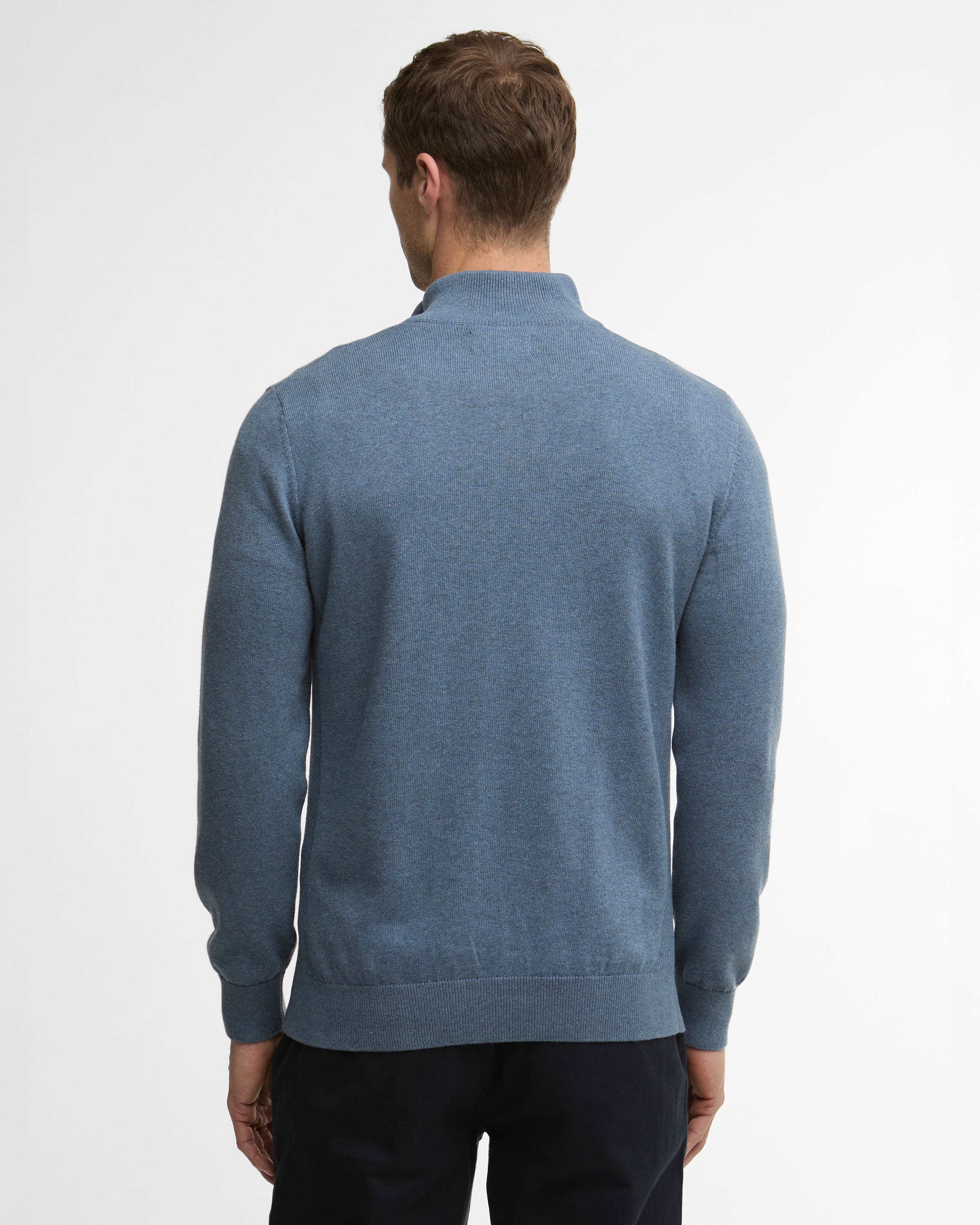 Barbour Cotton Mens Half Zip Jumper - Dusk Blue - Image 5
