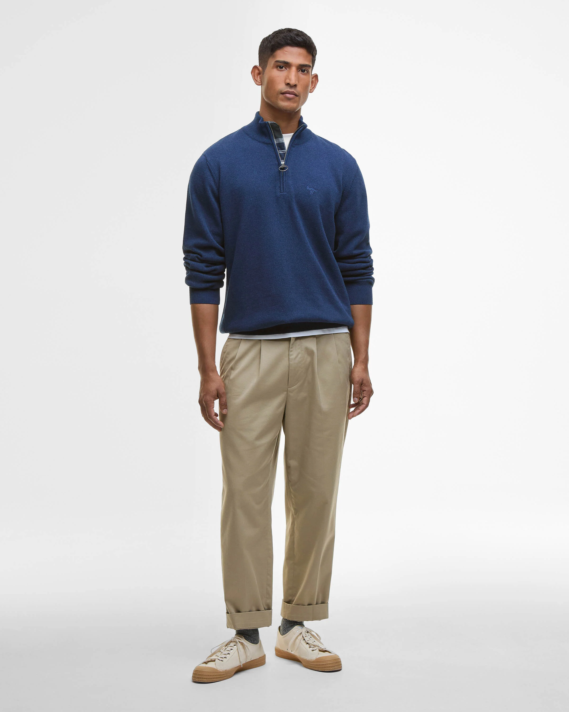 Barbour Cotton Mens Half Zip Jumper - Inky Marl - Image 2