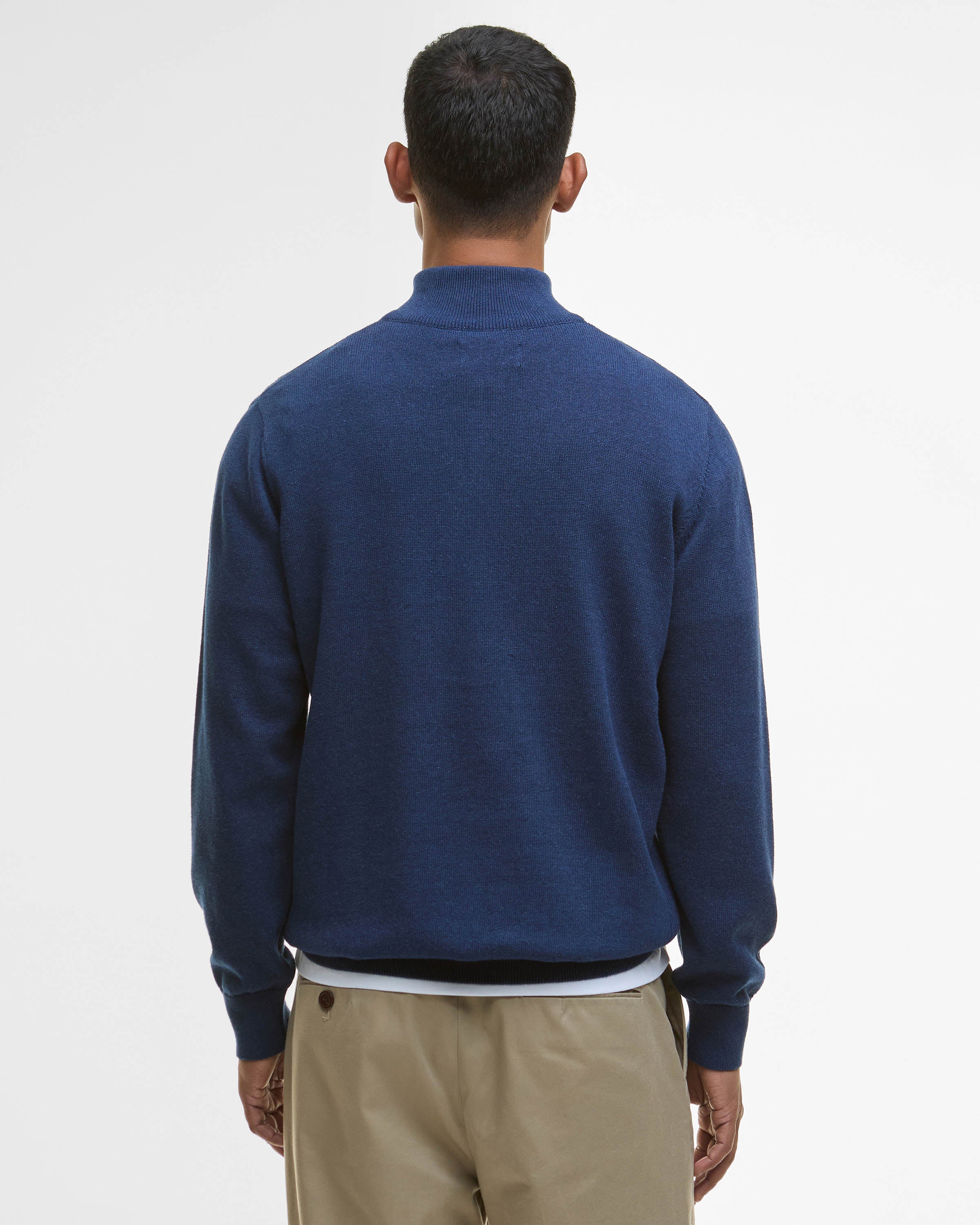 Barbour Cotton Mens Half Zip Jumper - Inky Marl - Image 4