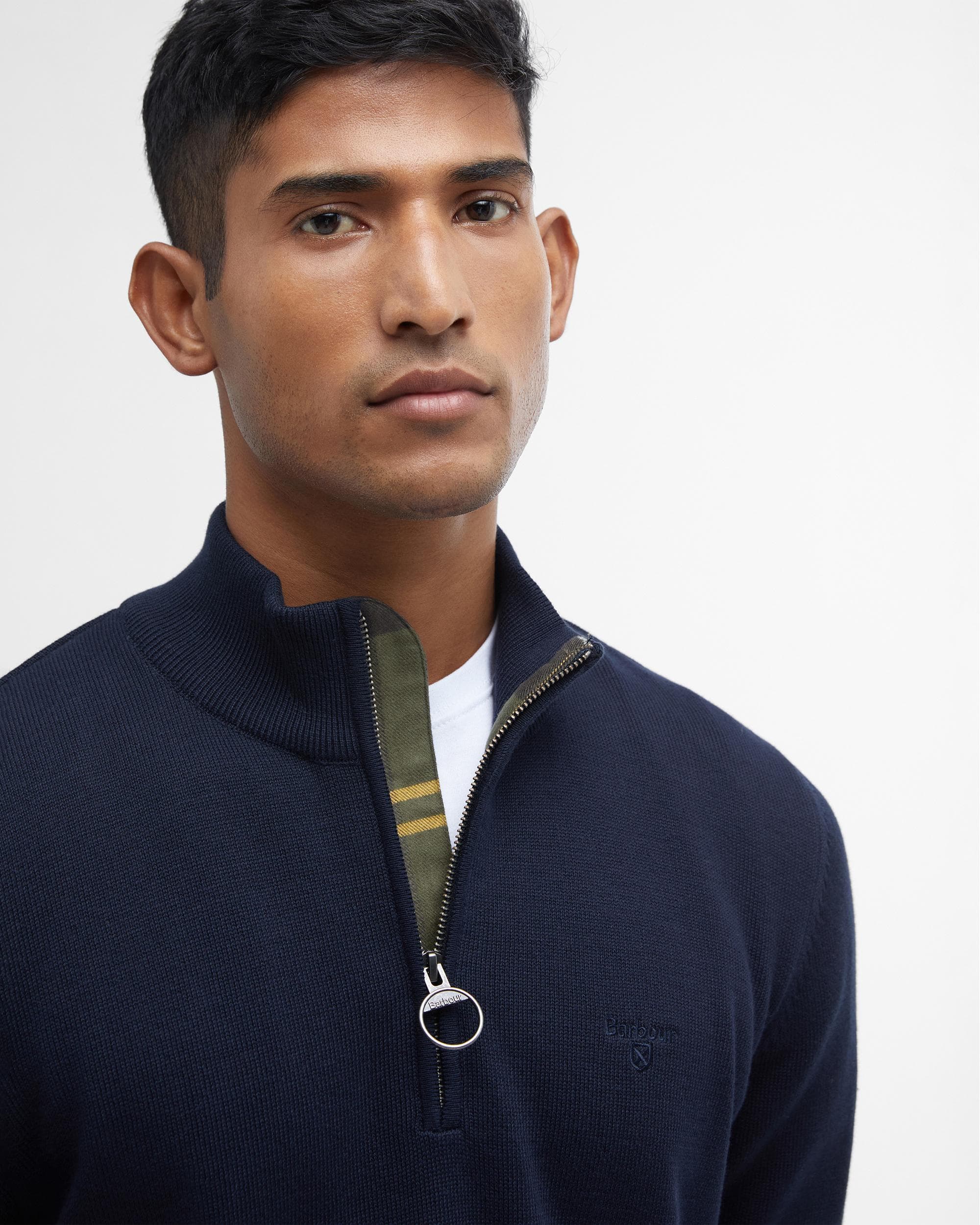 Barbour Cotton Mens Half Zip Jumper - Navy - Image 2