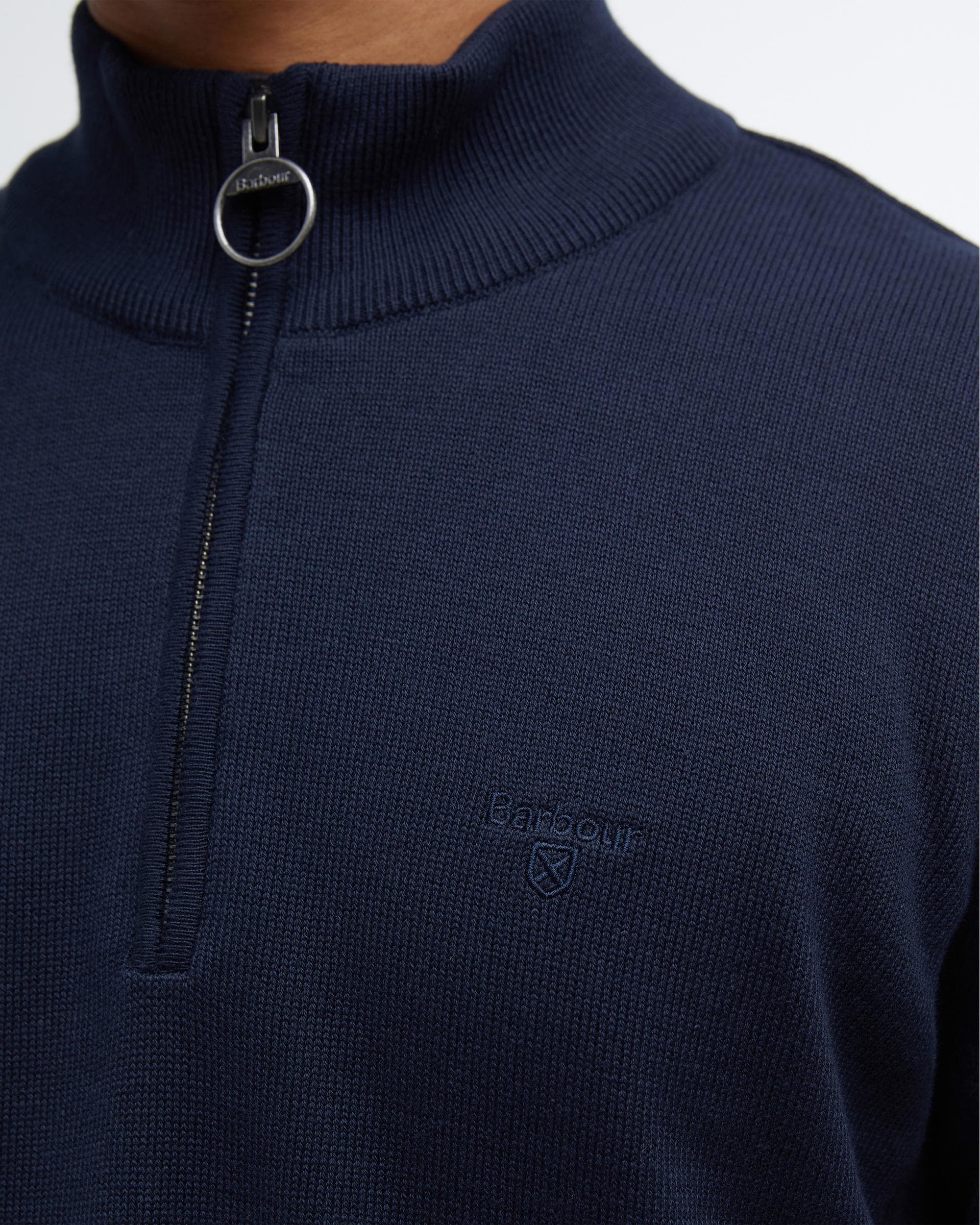 Barbour Cotton Mens Half Zip Jumper - Navy - Image 5