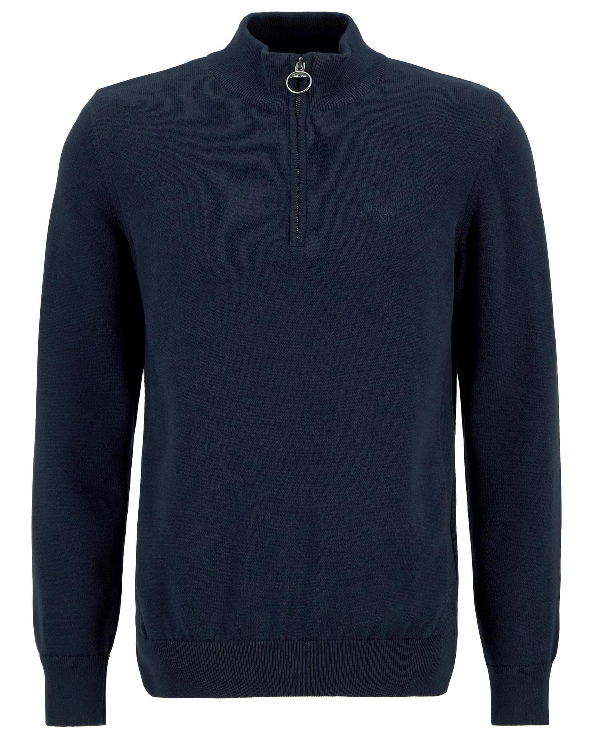 Barbour Cotton Mens Half Zip Jumper - Navy - Image 7