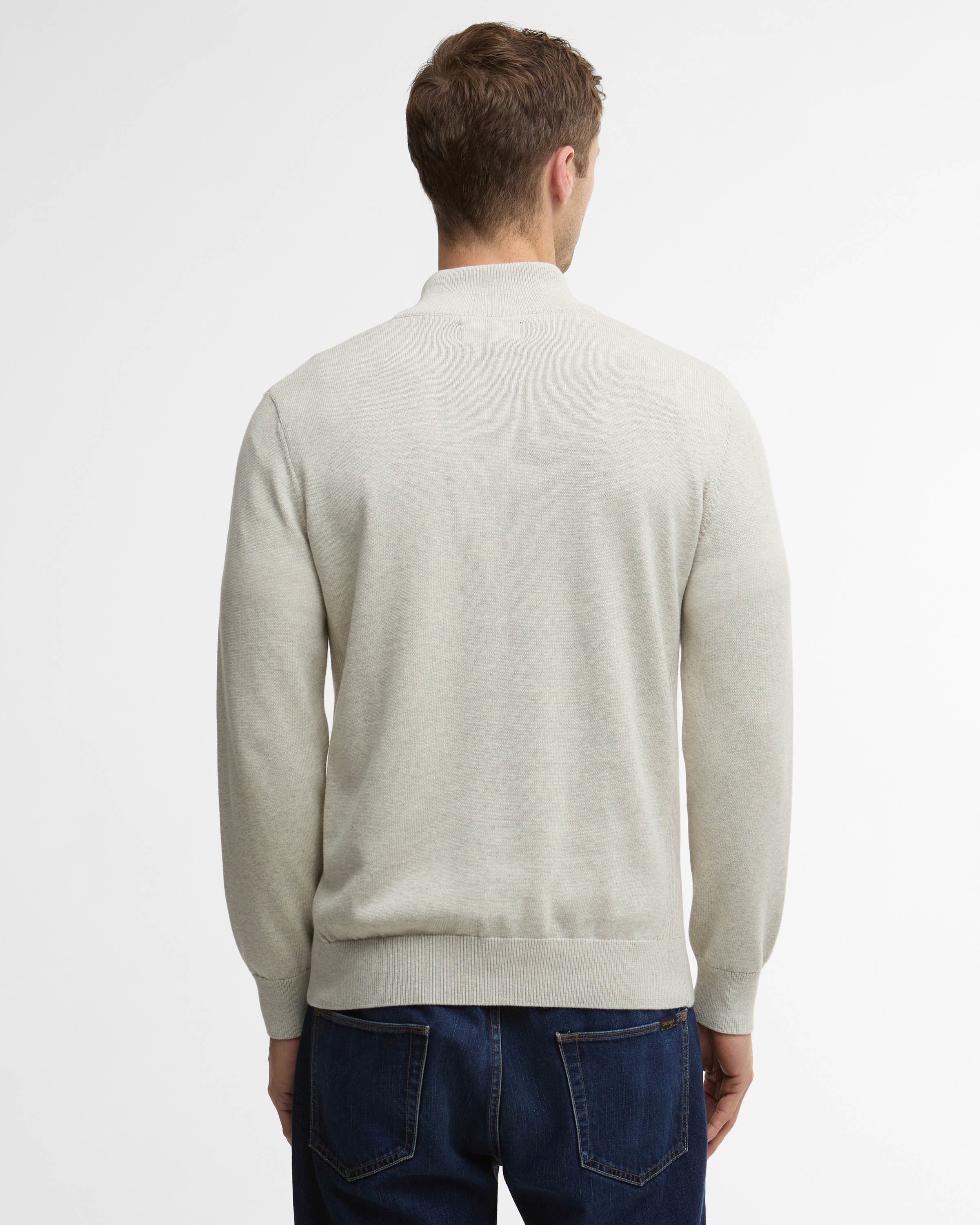 Barbour Cotton Mens Half Zip Jumper - Neutral - Image 4