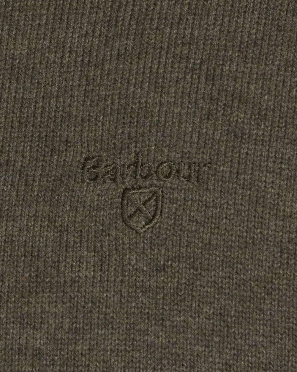 Barbour Cotton Mens Half Zip Jumper - Olive Marl - Image 5