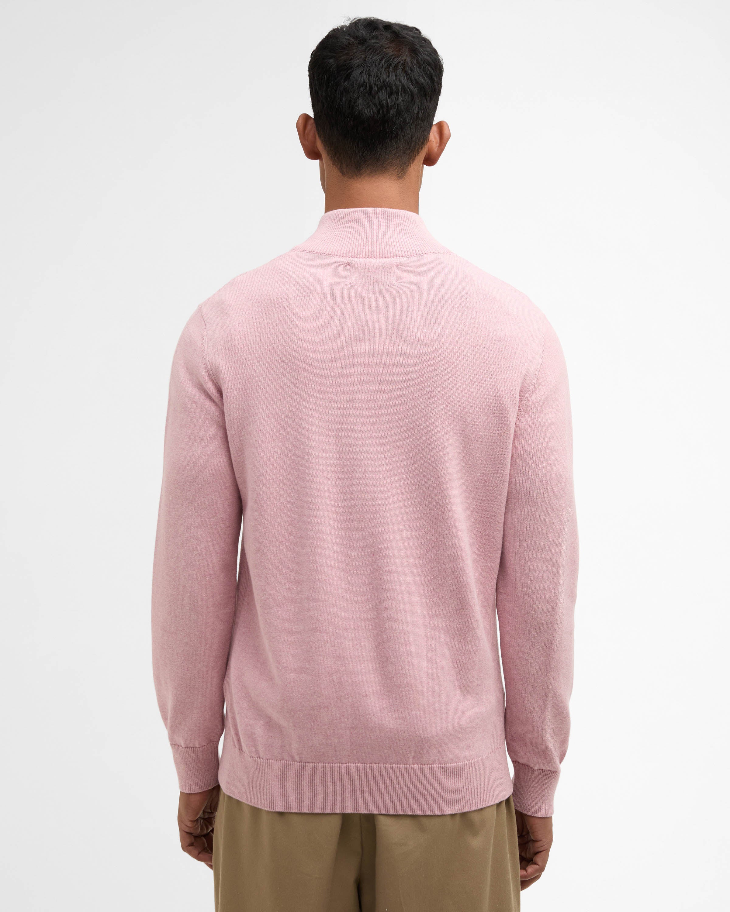 Barbour Cotton Mens Half Zip Jumper - Pink - Image 4