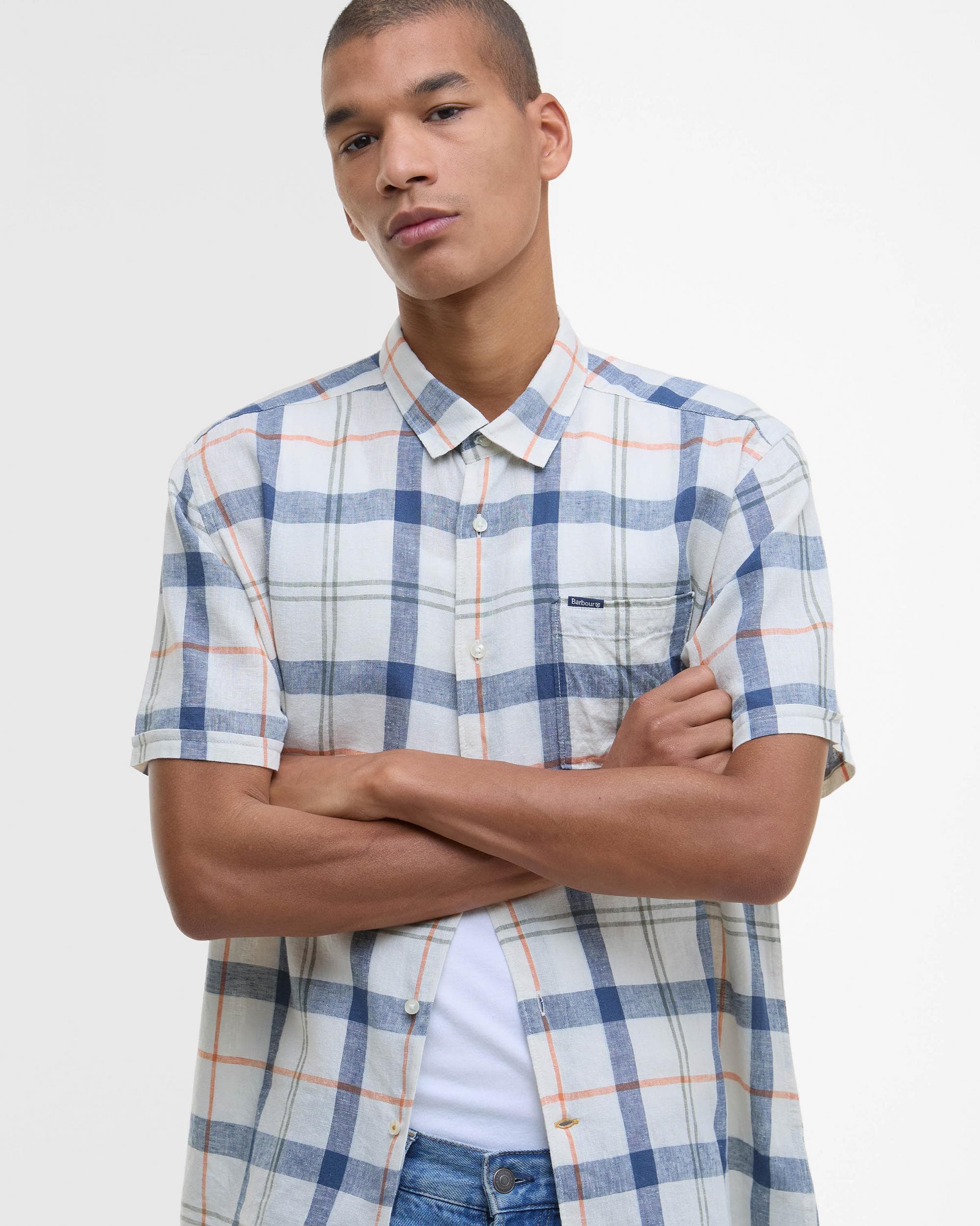Barbour Croft Mens Summer Shirt - Sea Haze Tartan - Image 2