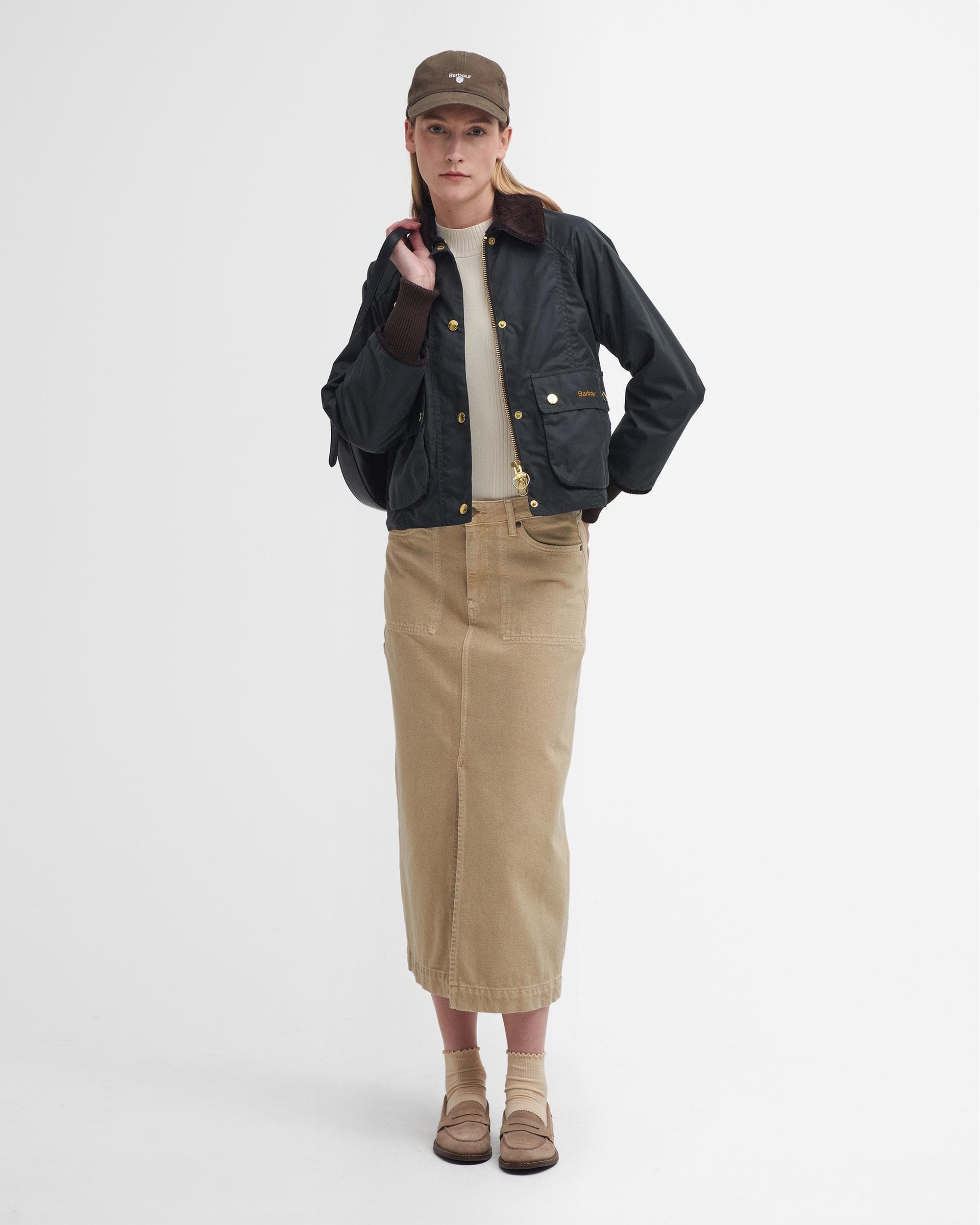 Barbour Cropped Beadnell Womens Wax Jacket - Sage/Ancient - Image 4