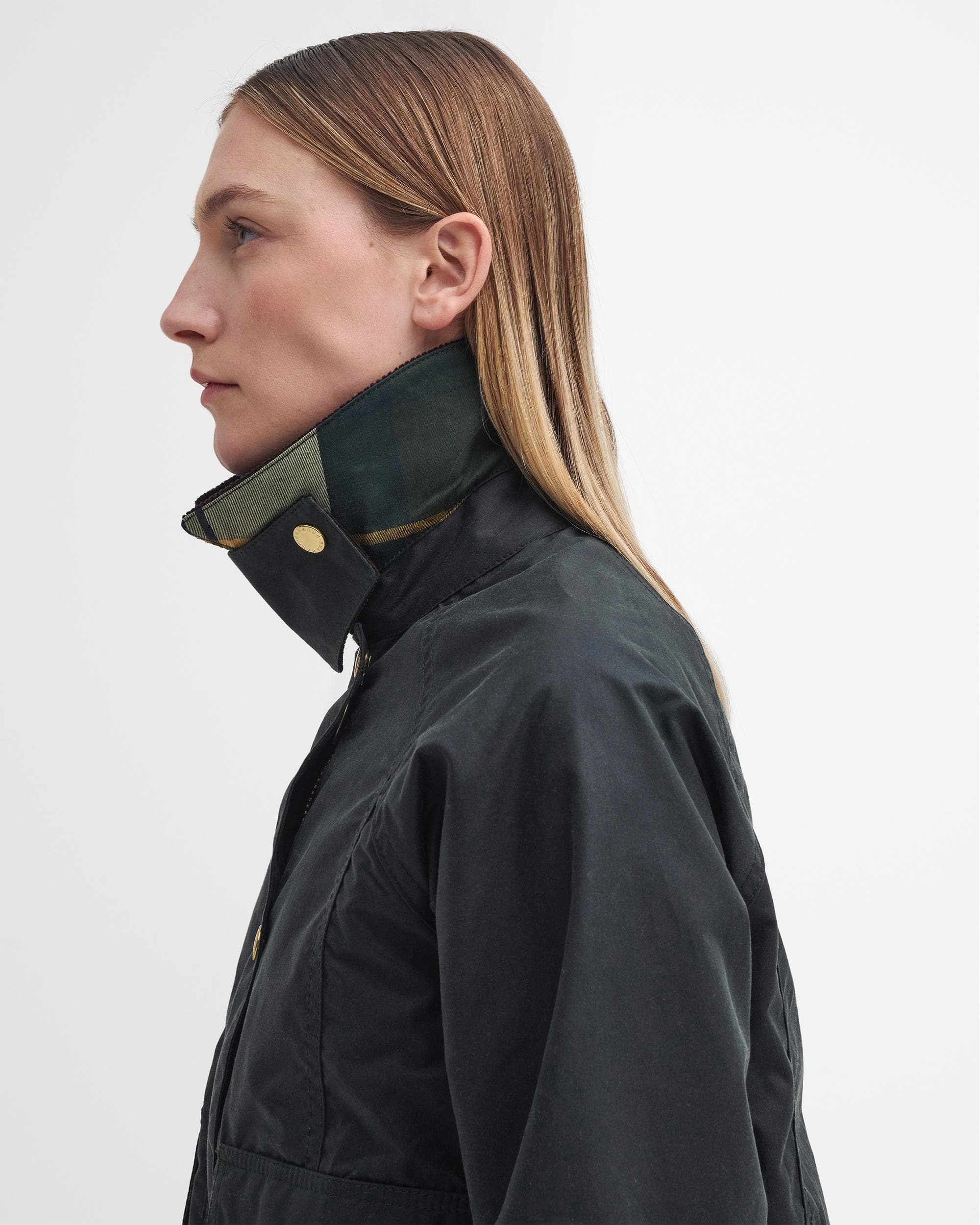Barbour Cropped Beadnell Womens Wax Jacket - Sage/Ancient - Image 5