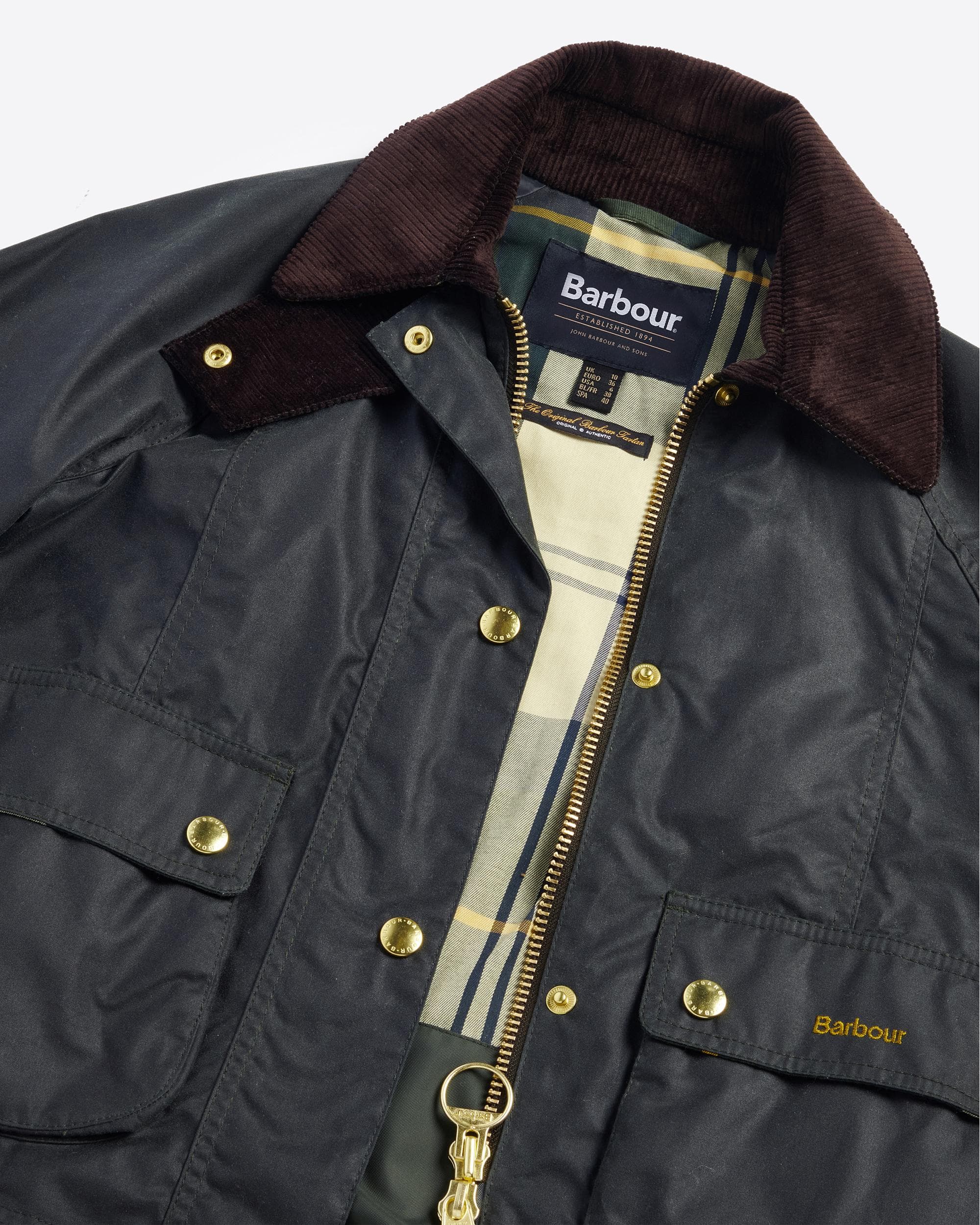 Barbour Cropped Beadnell Womens Wax Jacket - Sage/Ancient - Image 7