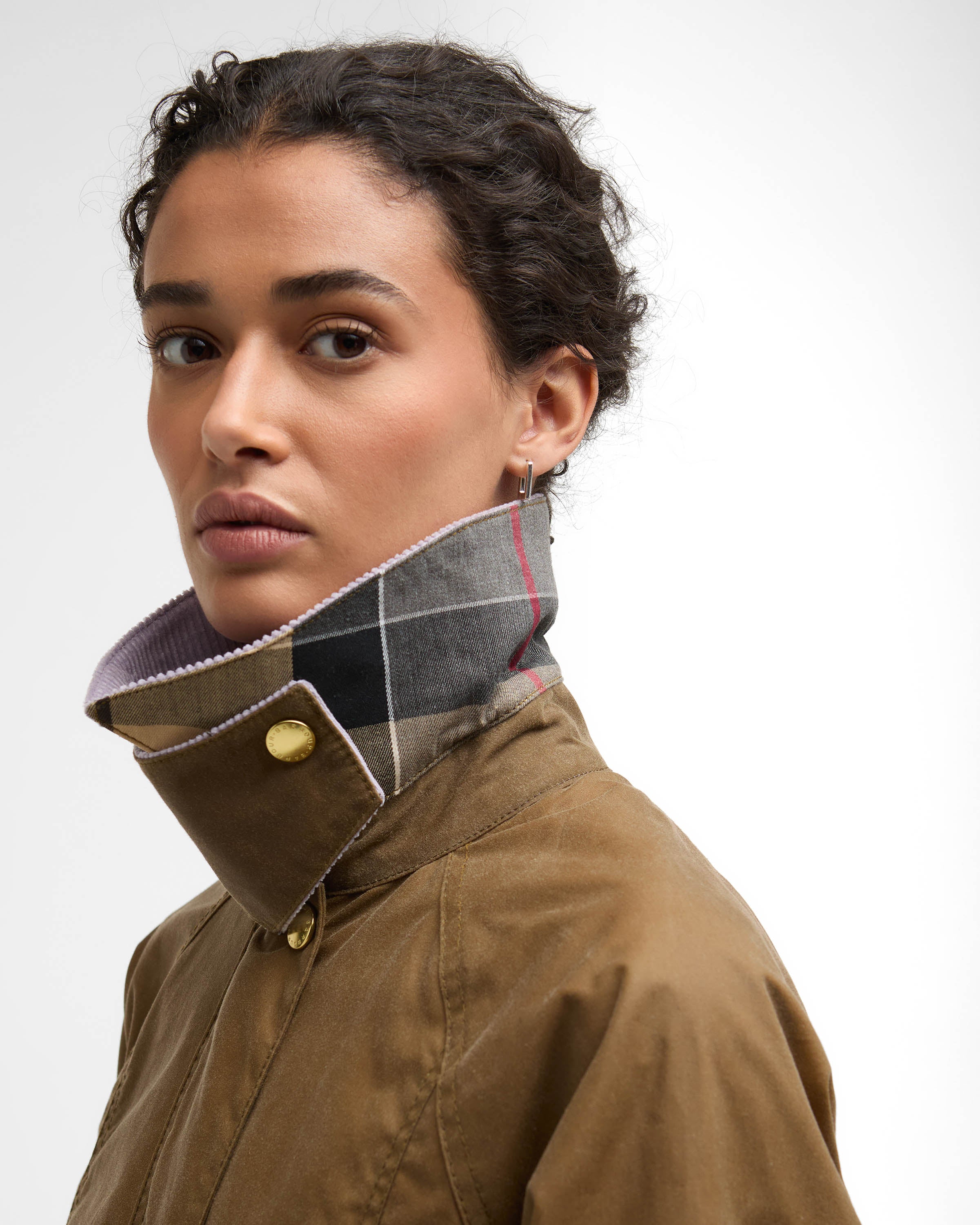 Barbour Cropped Beadnell Womens Wax Jacket - Sand/Dress/Heather Mist - Image 3