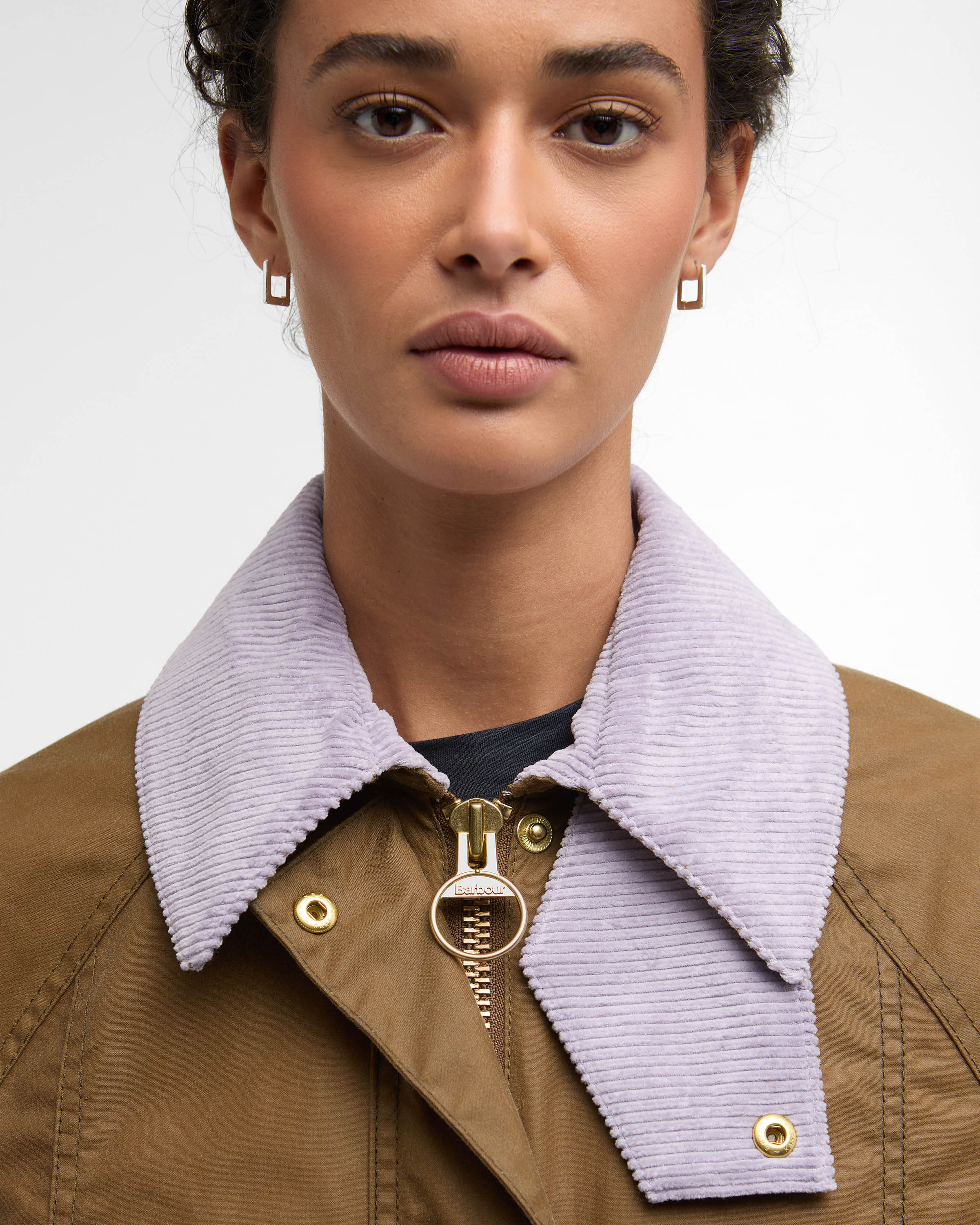 Barbour Cropped Beadnell Womens Wax Jacket - Sand/Dress/Heather Mist - Image 5
