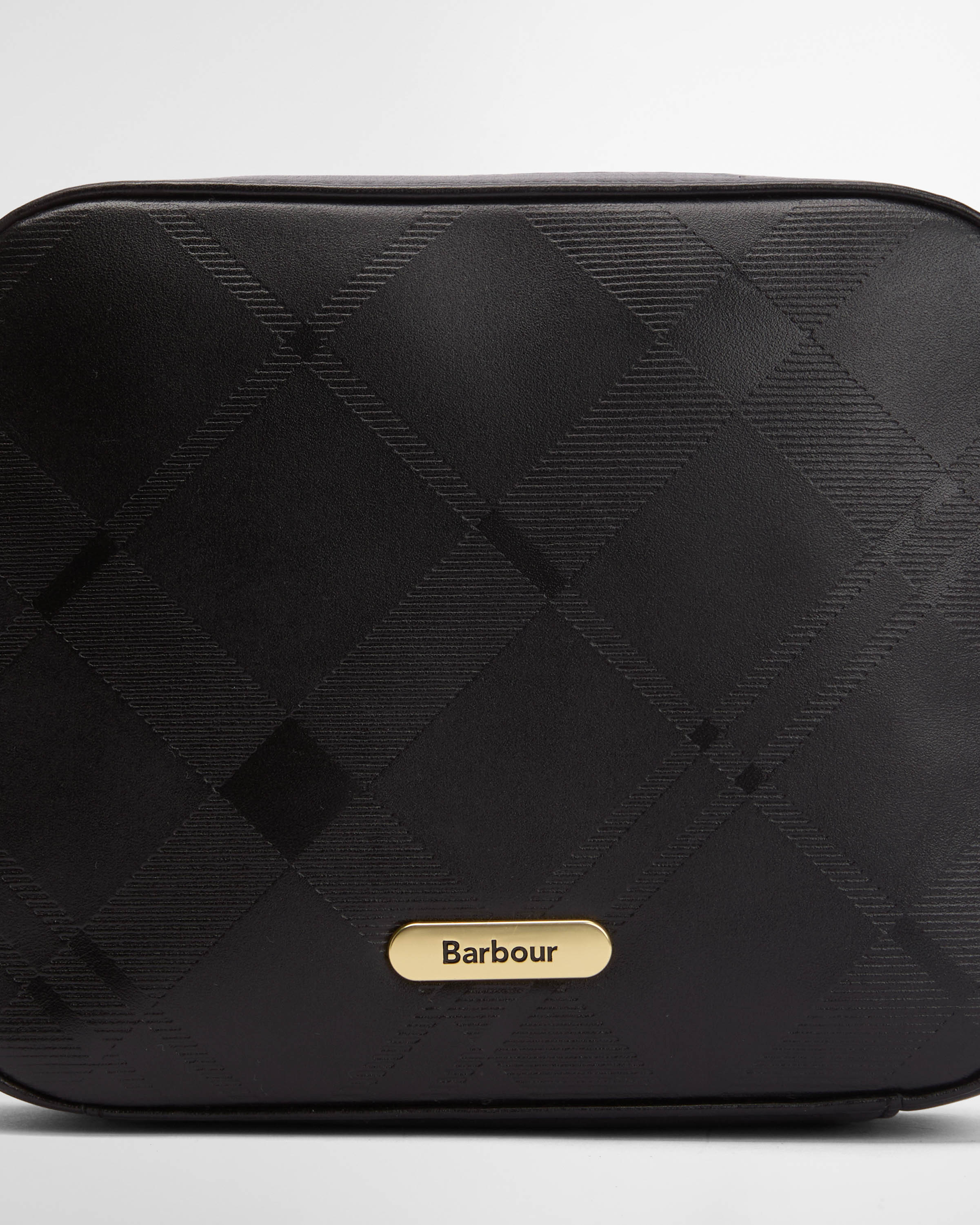 Barbour Daphne Womens Deboss Leather Crossbody Bag - Black/Deboss Tartan - Image 6
