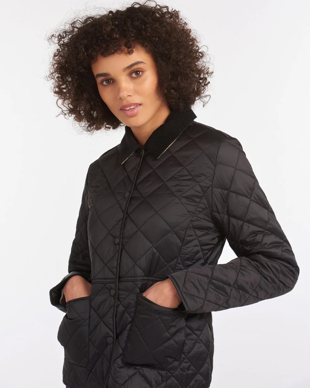 Barbour Deveron Quilted Womens Jacket - Black/Olive - Image 2