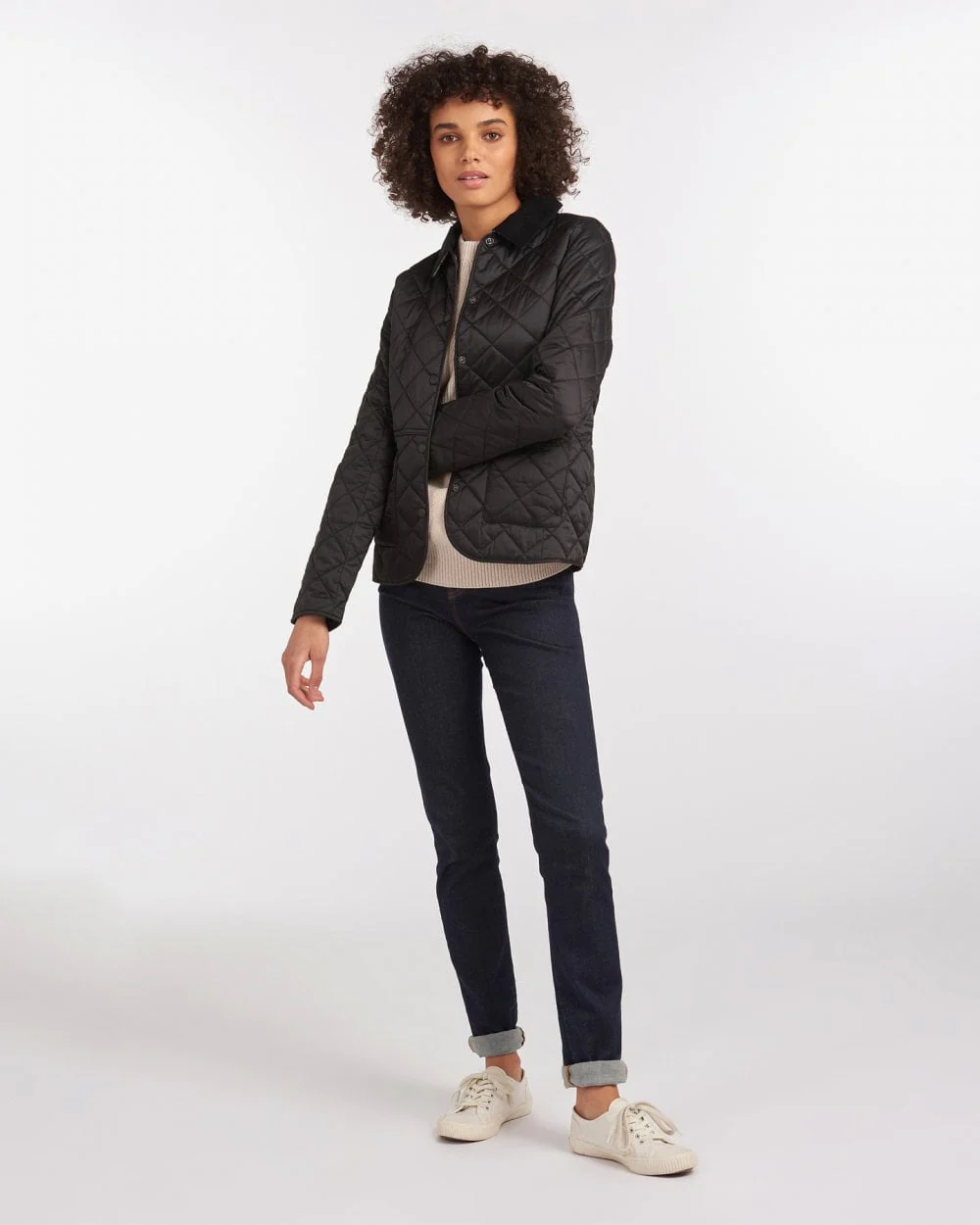 Barbour Deveron Quilted Womens Jacket - Black/Olive - Image 3