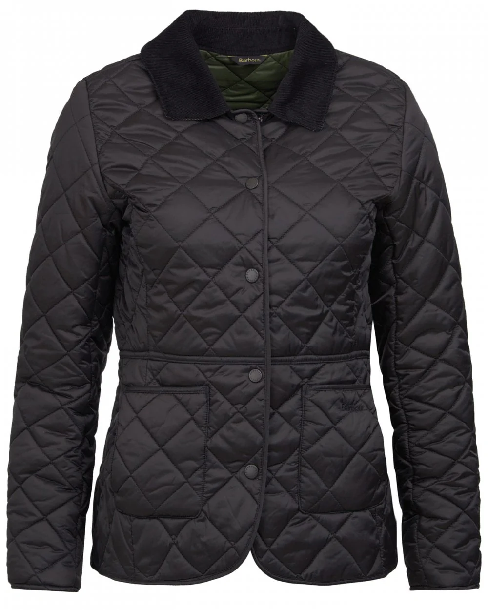 Barbour Deveron Quilted Womens Jacket - Black/Olive - Image 8