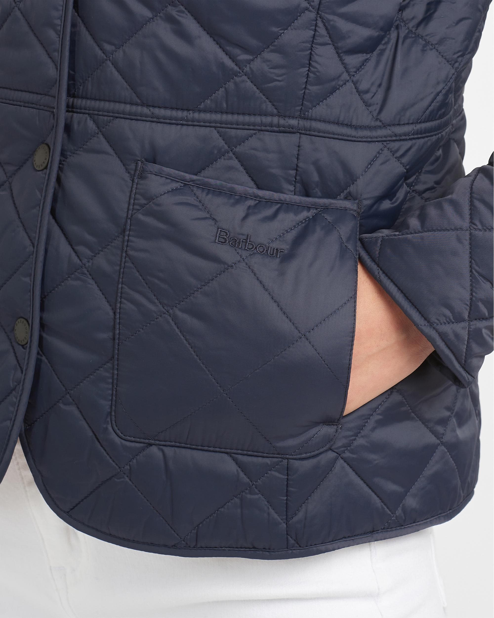 Barbour Deveron Quilted Womens Jacket - Navy/Pale Pink - Image 3