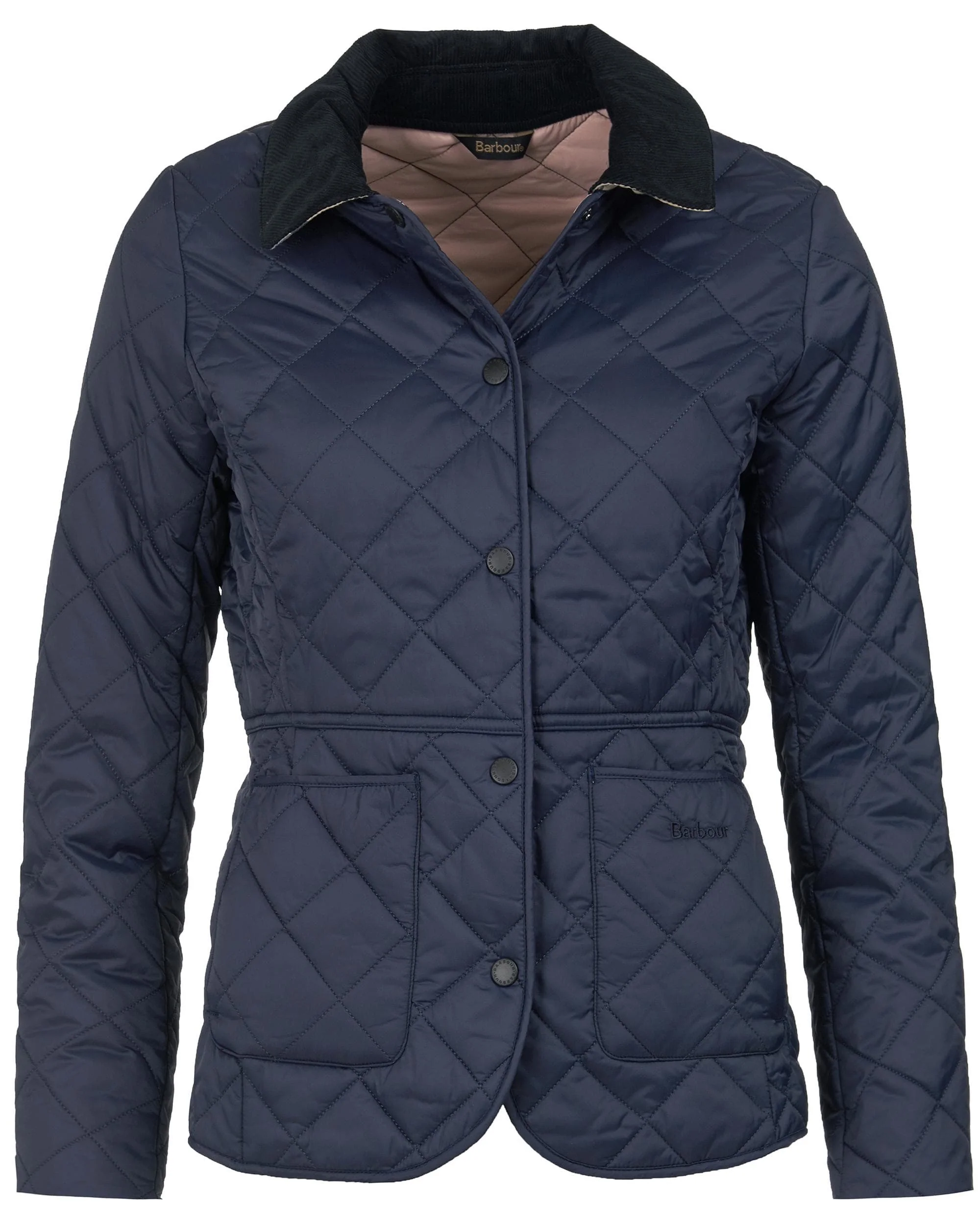 Barbour Deveron Quilted Womens Jacket - Navy/Pale Pink - Image 8