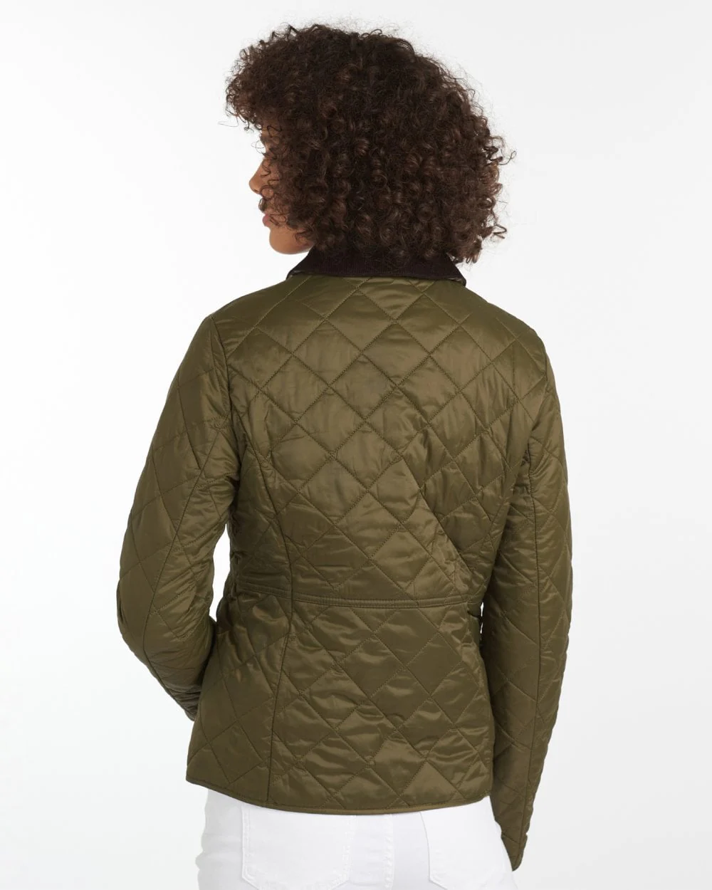 Barbour Deveron Quilted Womens Jacket - Olive/Pale Pink - Image 5