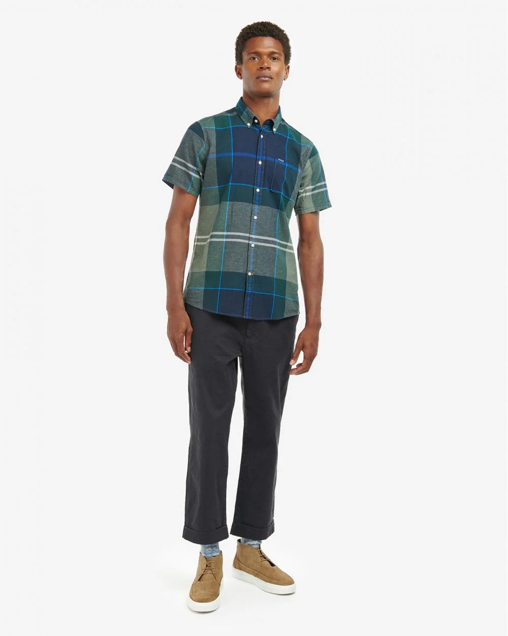 Barbour Douglas Mens Tailored Shirt - Kielder Blue Tartan - Image 3
