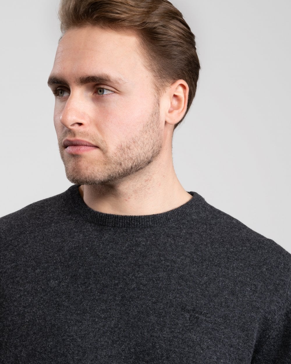 Barbour Essential Crew Neck Mens Jumper - Charcoal - Image 2