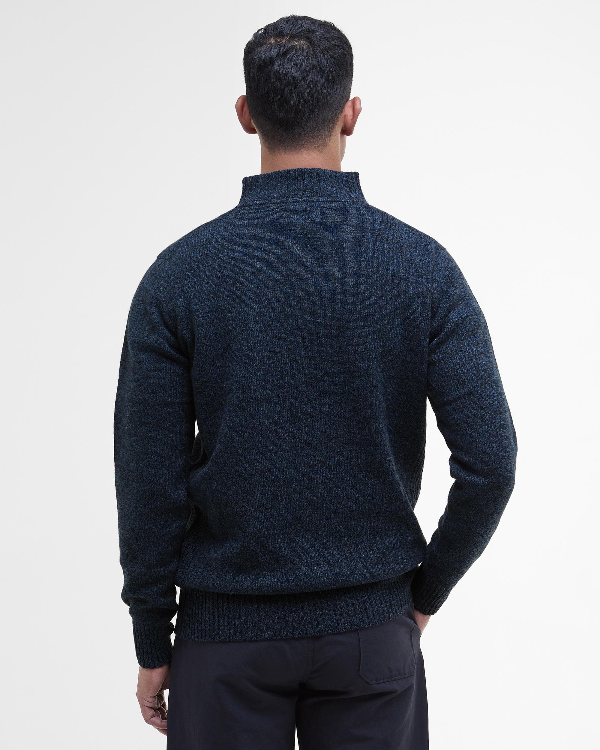 Barbour Essential Lambswool Mens Half-Zip Jumper - Navy Mix - Image 5
