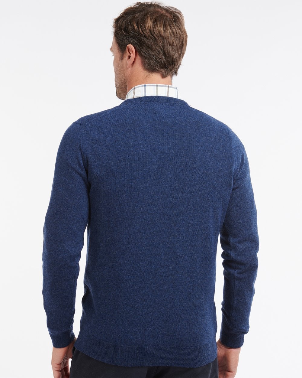 Barbour Essential Lambswool Mens V-Neck Jumper - Deep Blue - Image 4