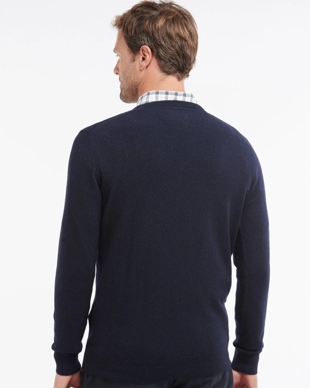 Barbour Essential Lambswool Mens V-Neck Jumper - Navy - Image 4