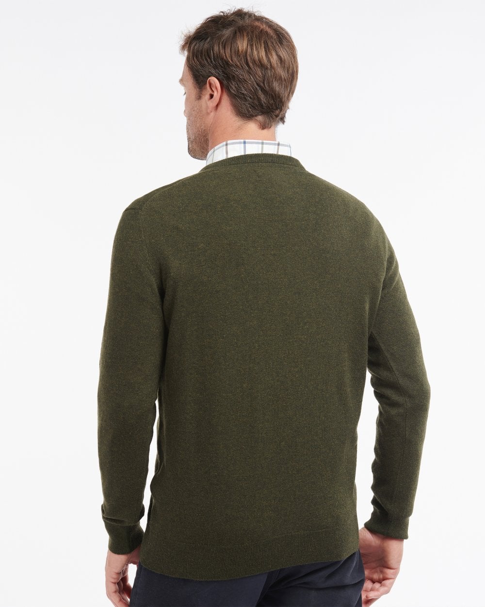 Barbour Essential Lambswool Mens V-Neck Jumper - Seaweed - Image 4