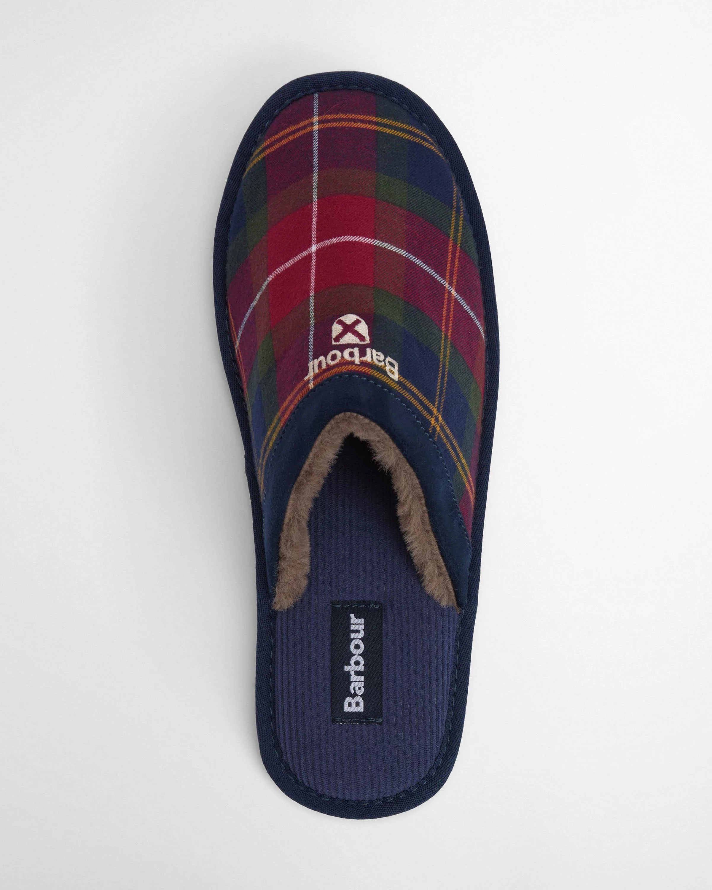 Barbour Everitt Mens Tartan Mule Slippers - Winterberry Tartan - Image 3