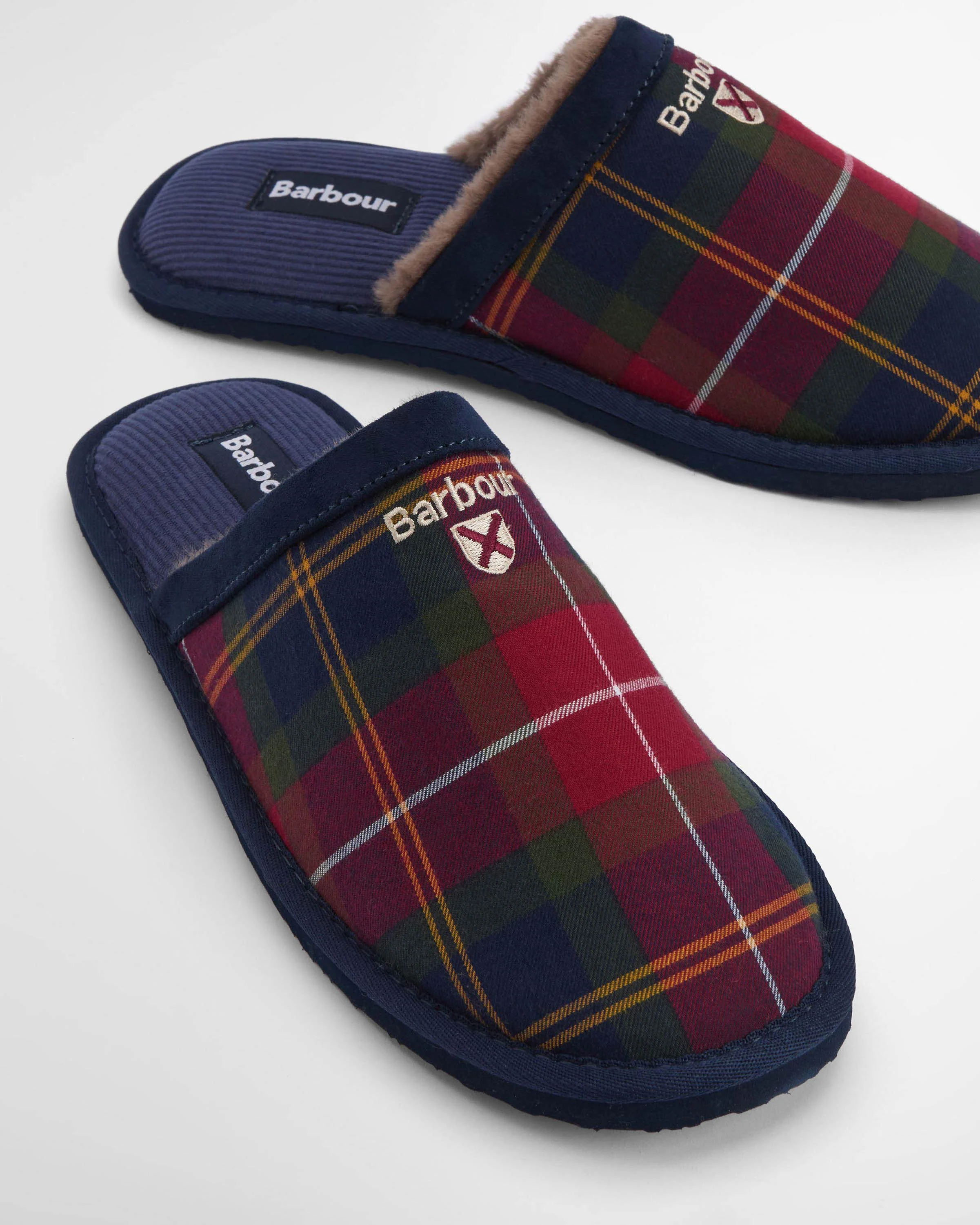 Barbour Everitt Mens Tartan Mule Slippers - Winterberry Tartan - Image 6