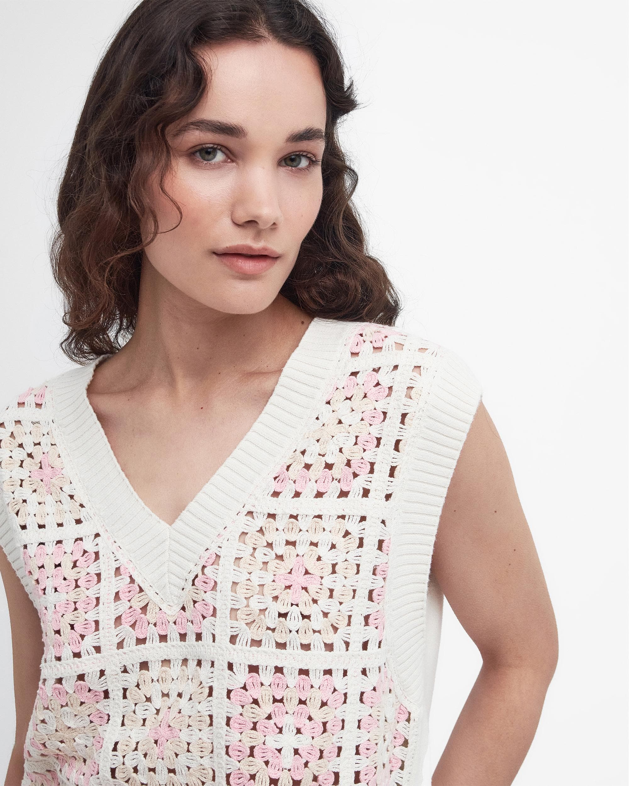 Barbour Falmouth Womens V-Neck Knitted Jumper Vest - Image 2