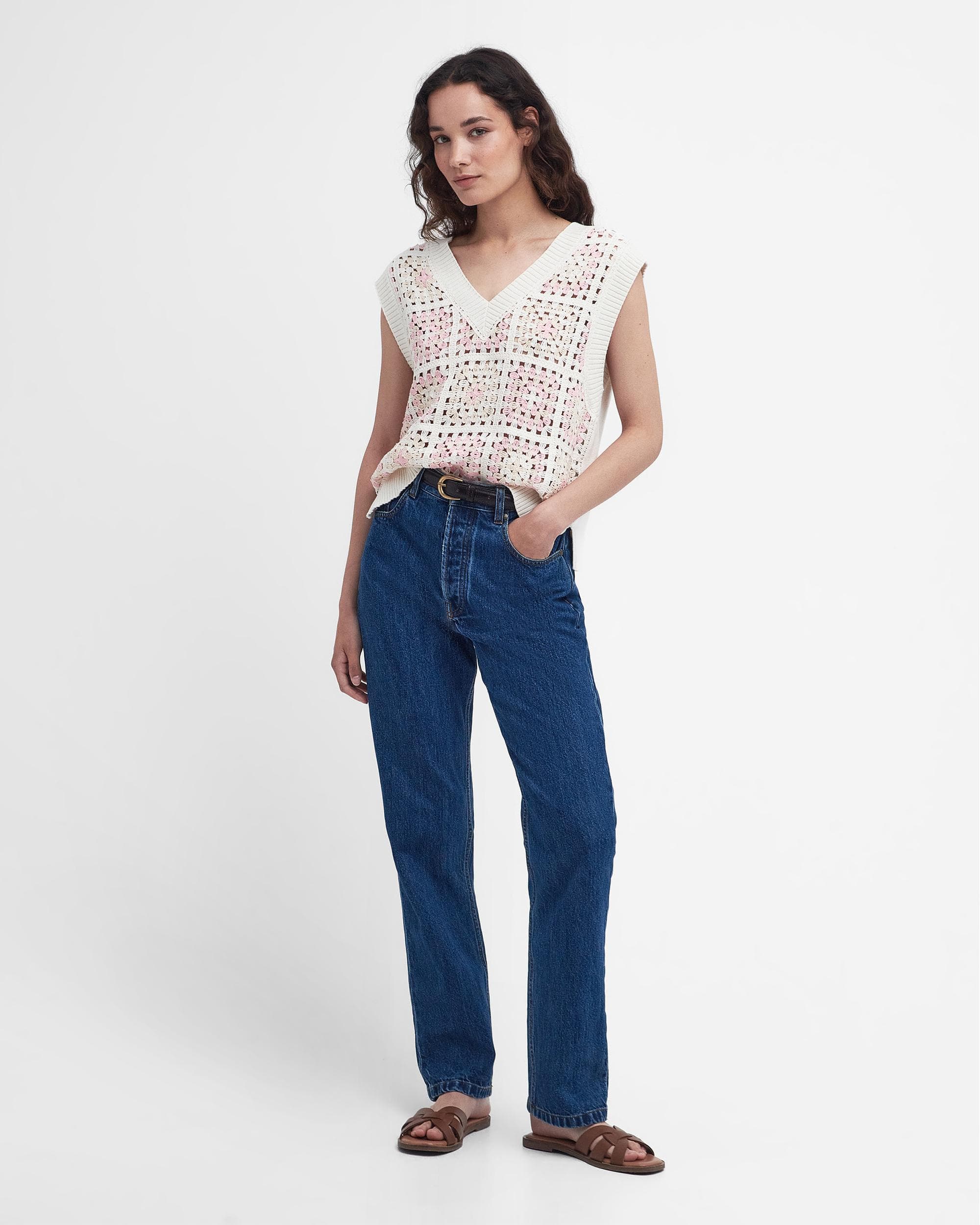 Barbour Falmouth Womens V-Neck Knitted Jumper Vest - Image 4