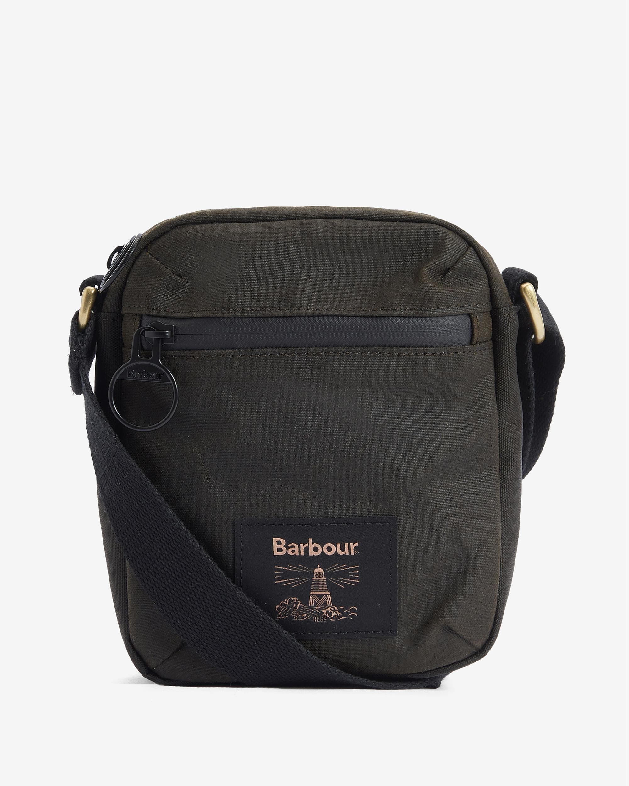 Barbour Field Unisex Wax Crossbody Bag - Olive/Black - Image 2