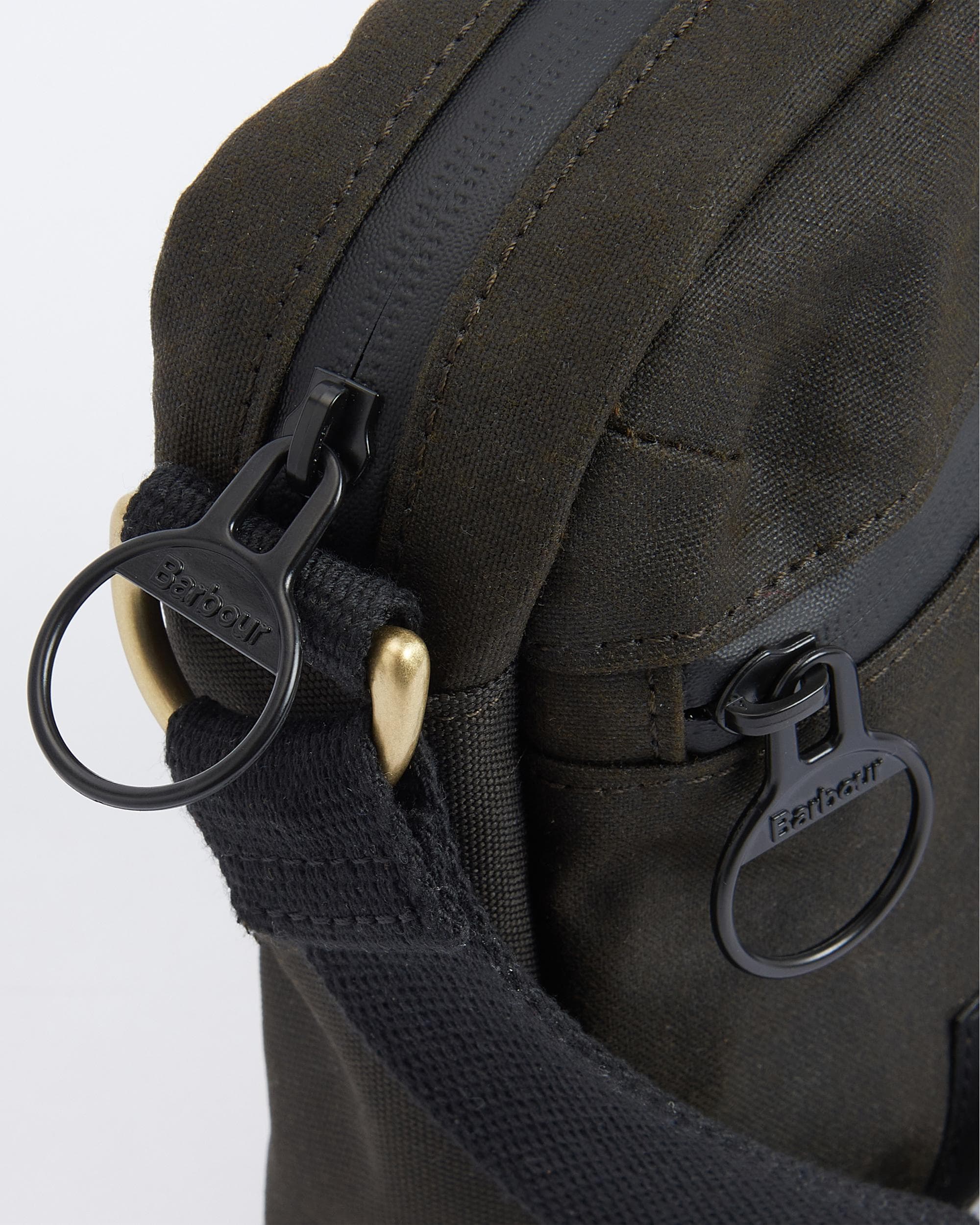 Barbour Field Unisex Wax Crossbody Bag - Olive/Black - Image 3