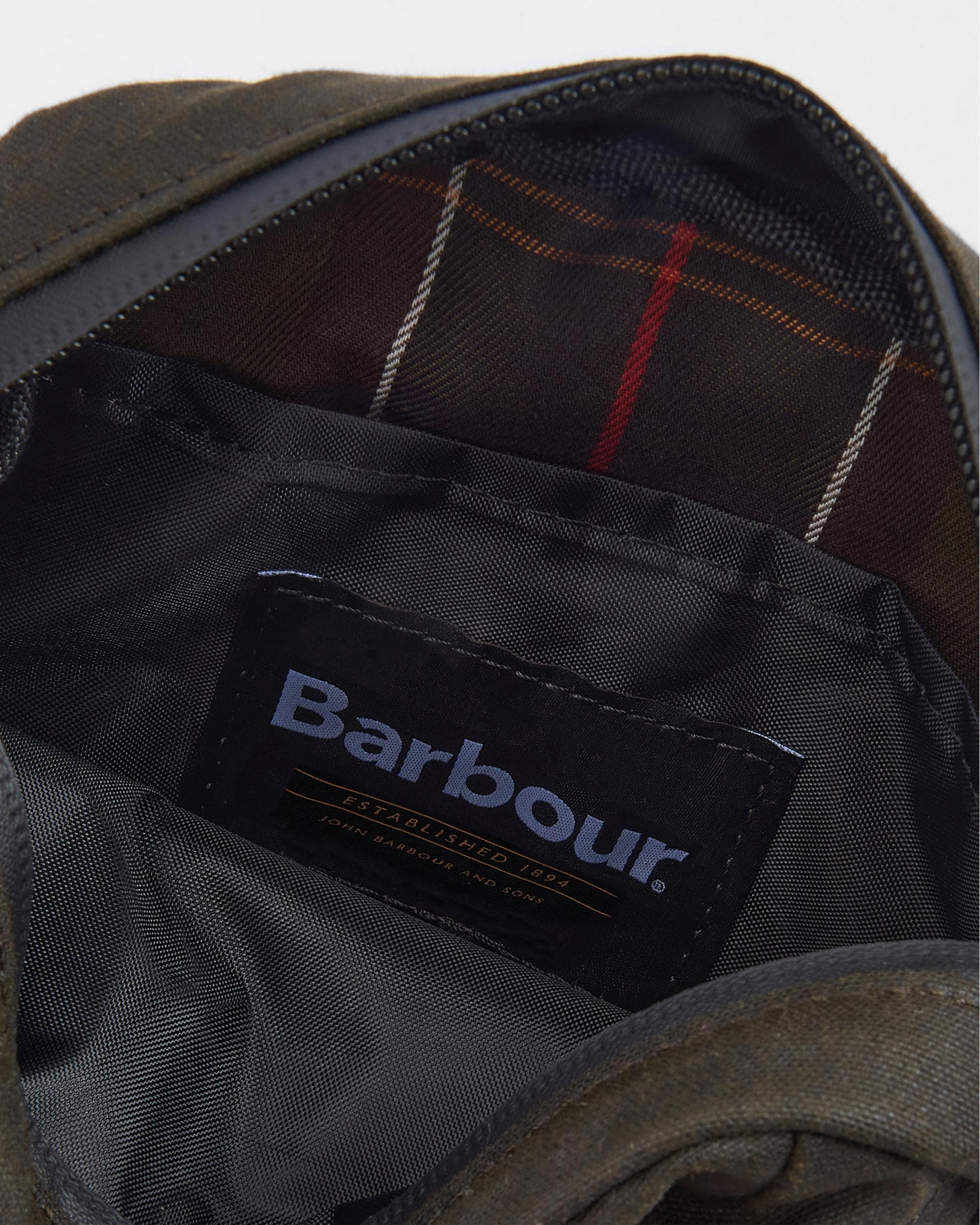 Barbour Field Unisex Wax Crossbody Bag - Olive/Black - Image 6