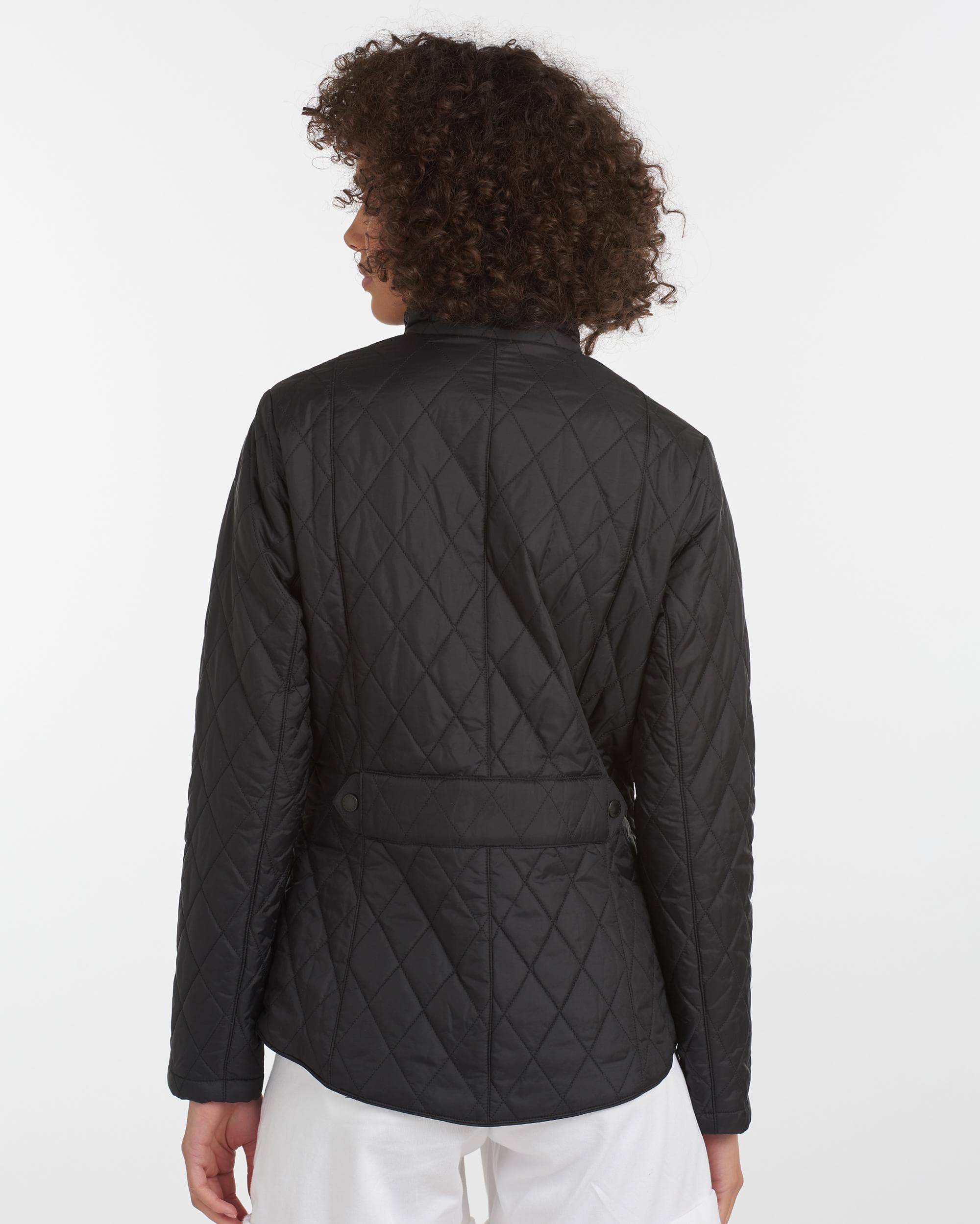 Barbour Flyweight Cavalry Quilted Ladies Jacket - Black/Stone - Image 4