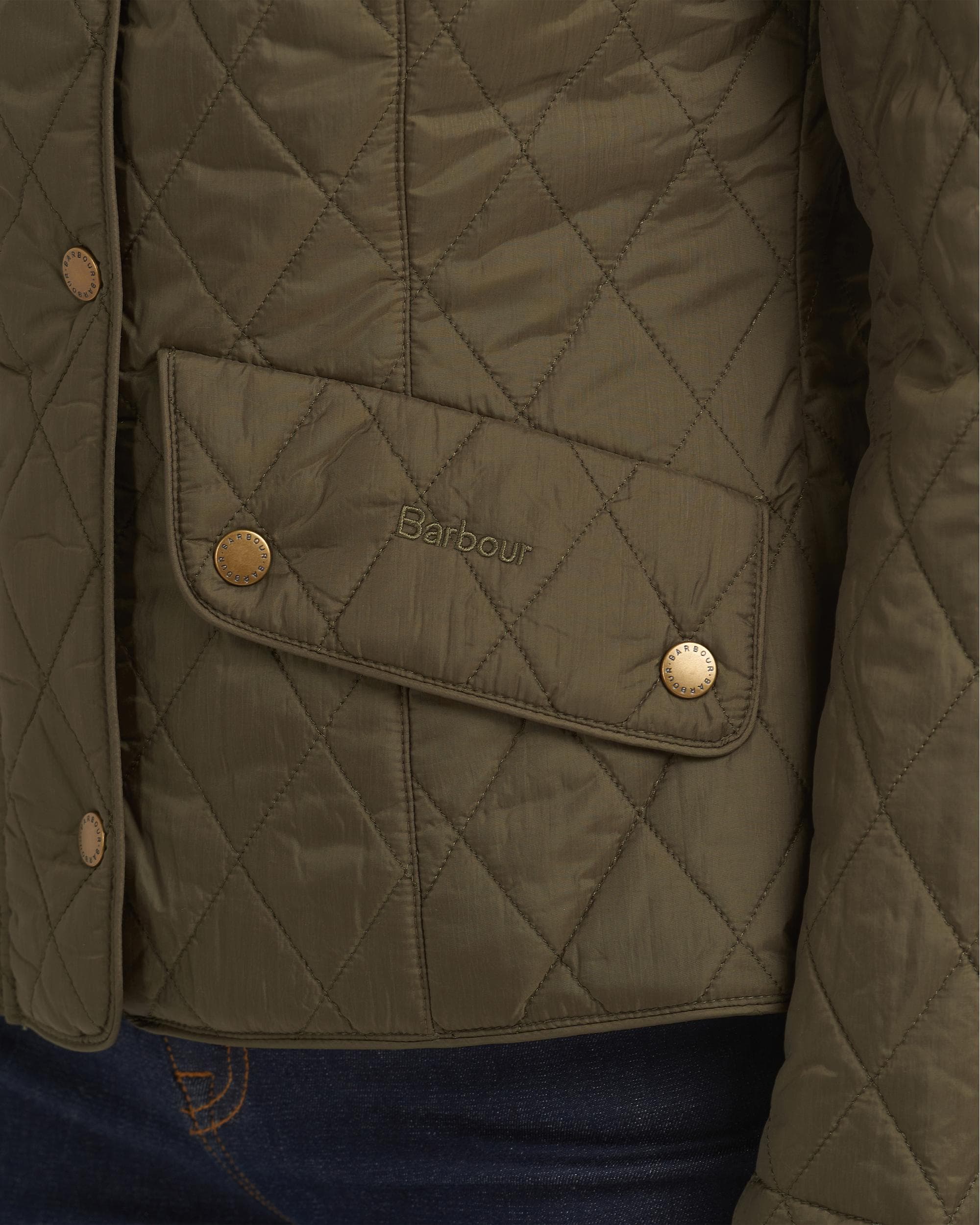 Barbour Flyweight Cavalry Quilted Ladies Jacket - Olive - Image 3