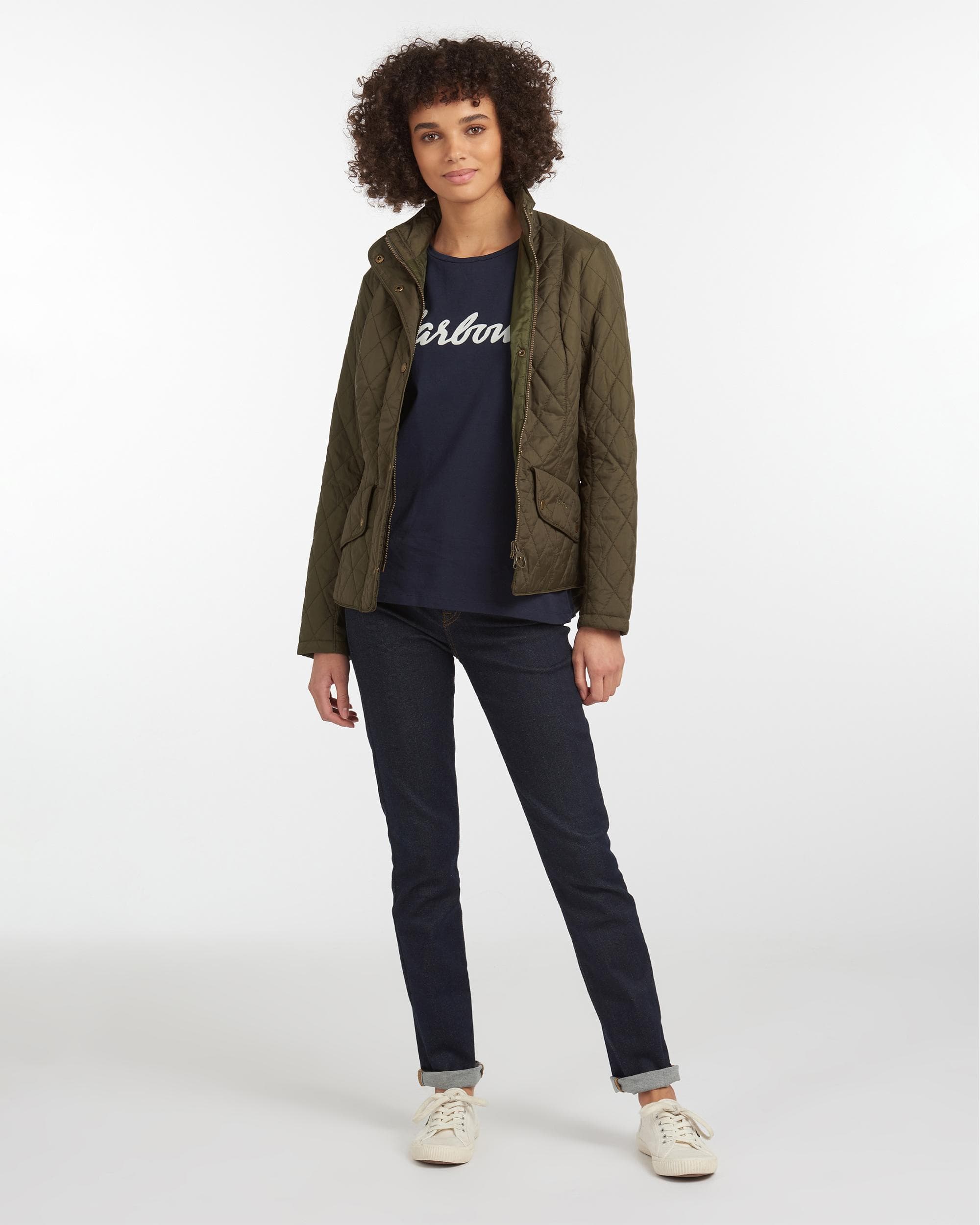 Barbour Flyweight Cavalry Quilted Ladies Jacket - Olive - Image 4
