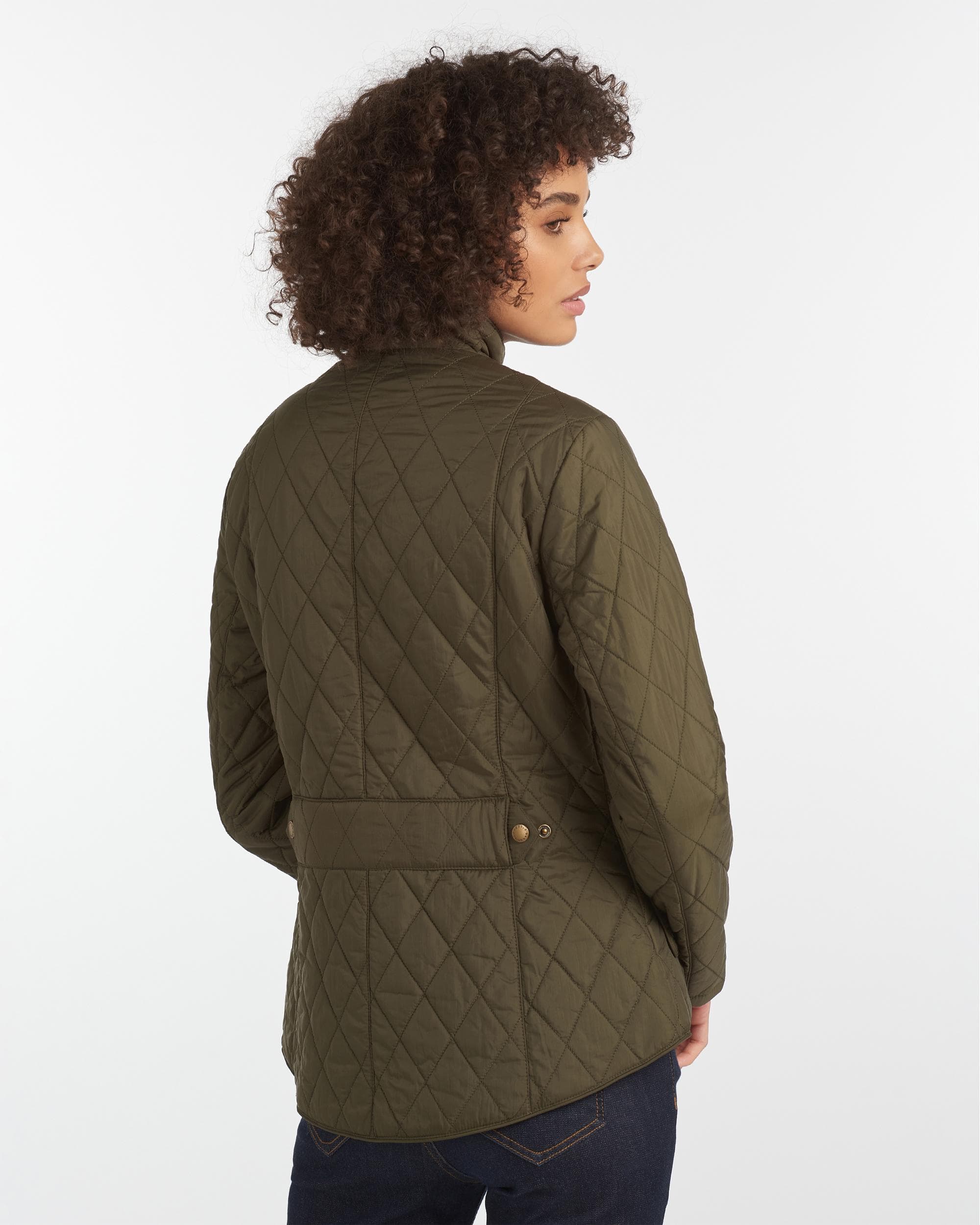 Barbour Flyweight Cavalry Quilted Ladies Jacket - Olive - Image 5