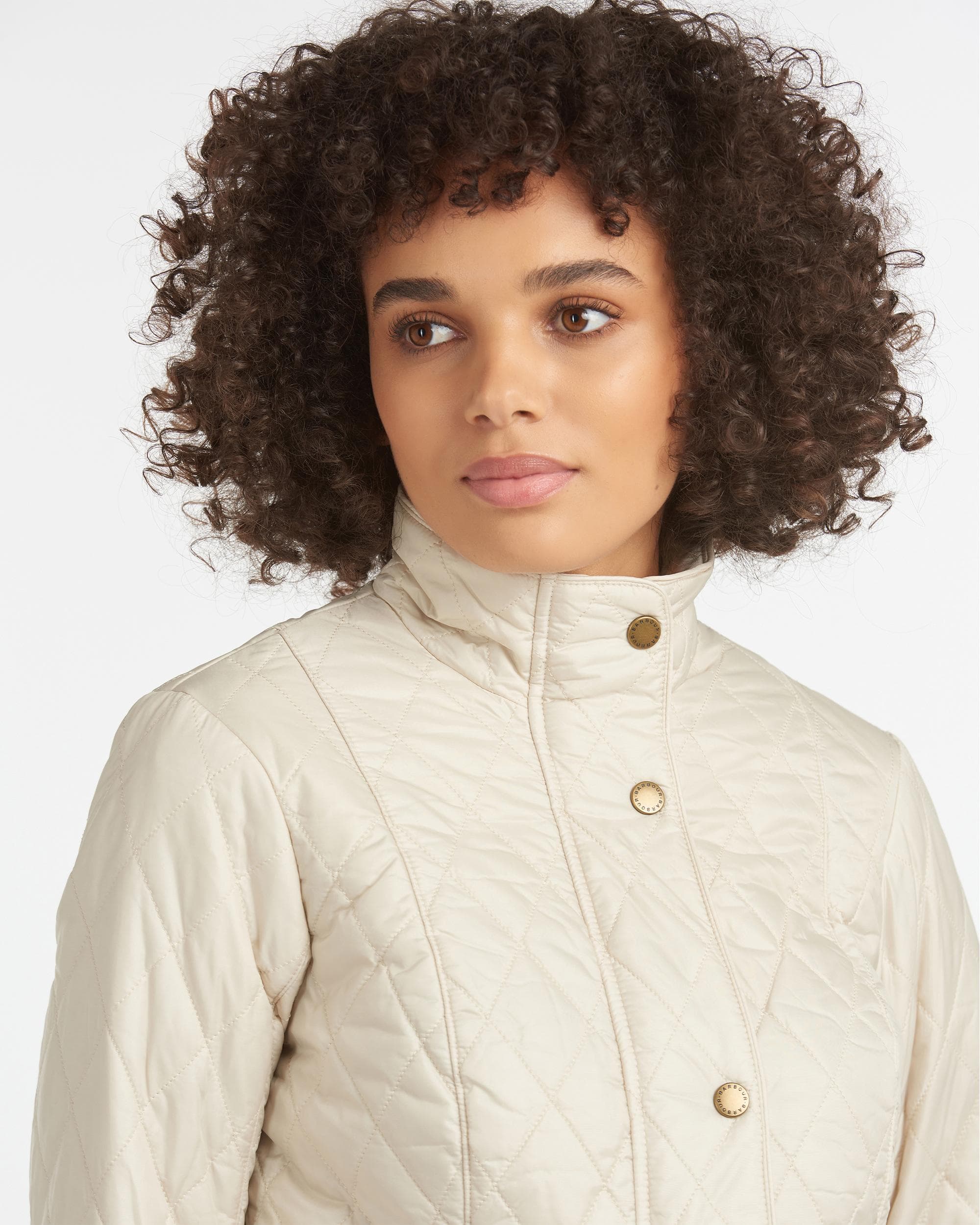 Barbour Flyweight Cavalry Quilted Ladies Jacket - Pearl/Stone - Image 2