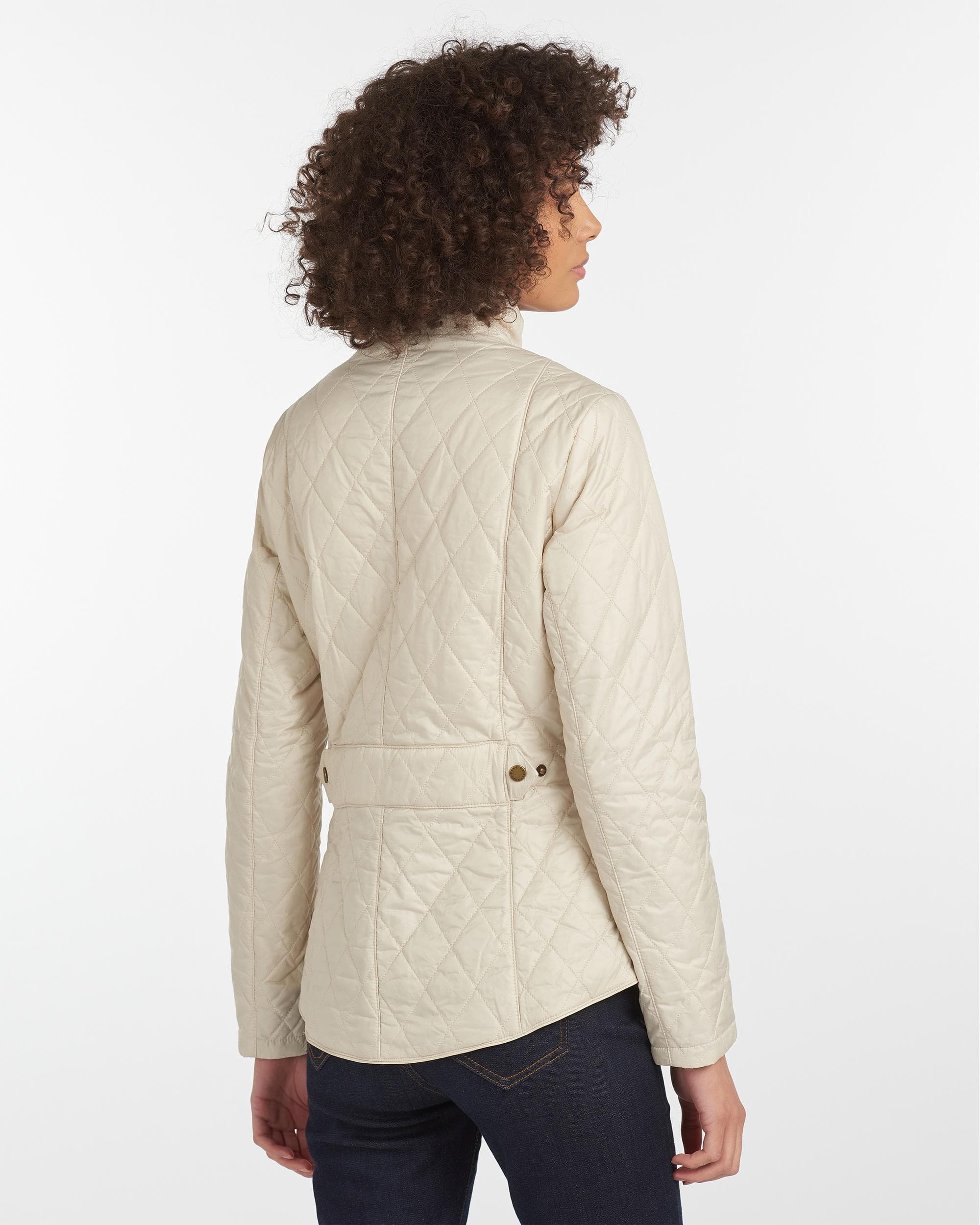 Barbour Flyweight Cavalry Quilted Ladies Jacket - Pearl/Stone - Image 5