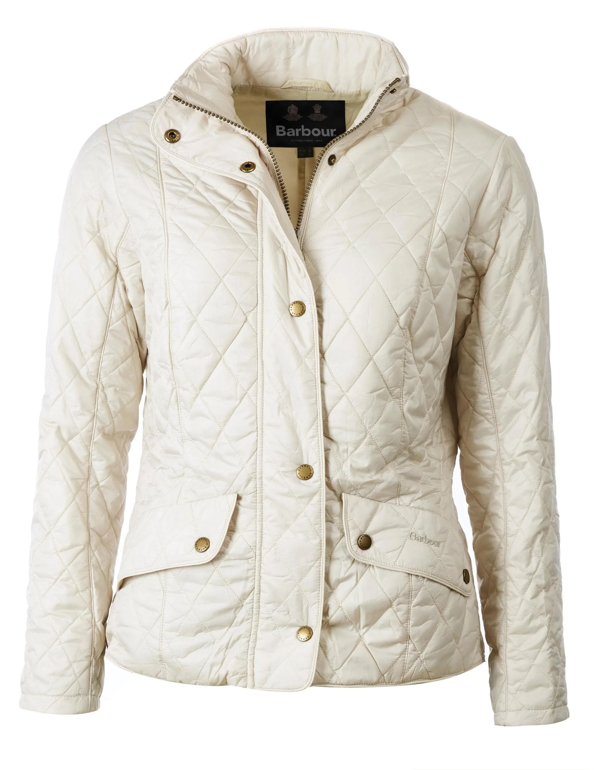 Barbour Flyweight Cavalry Quilted Ladies Jacket - Pearl/Stone - Image 8