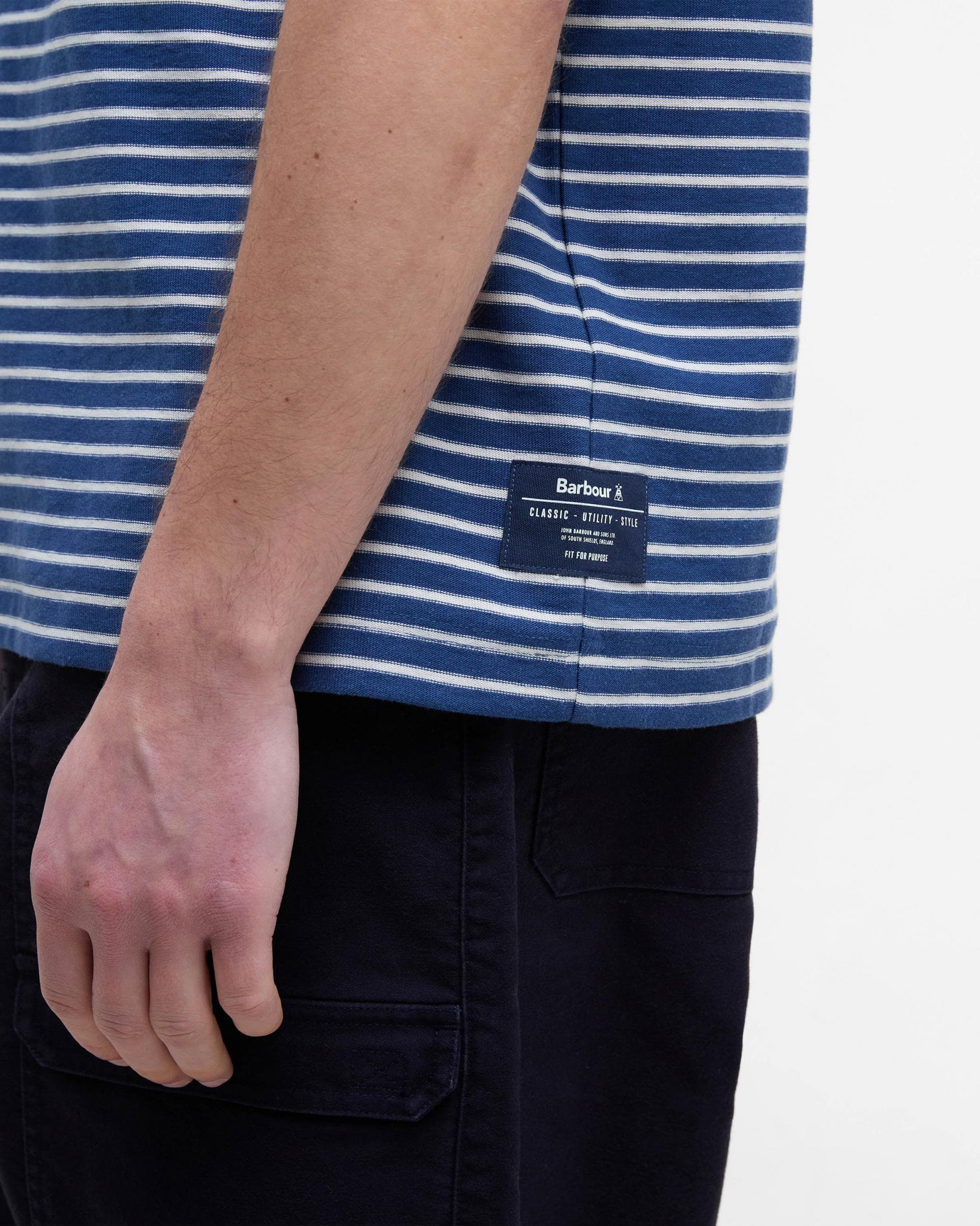 Barbour Frensham Mens Striped T-Shirt - Dark Denim - Image 4