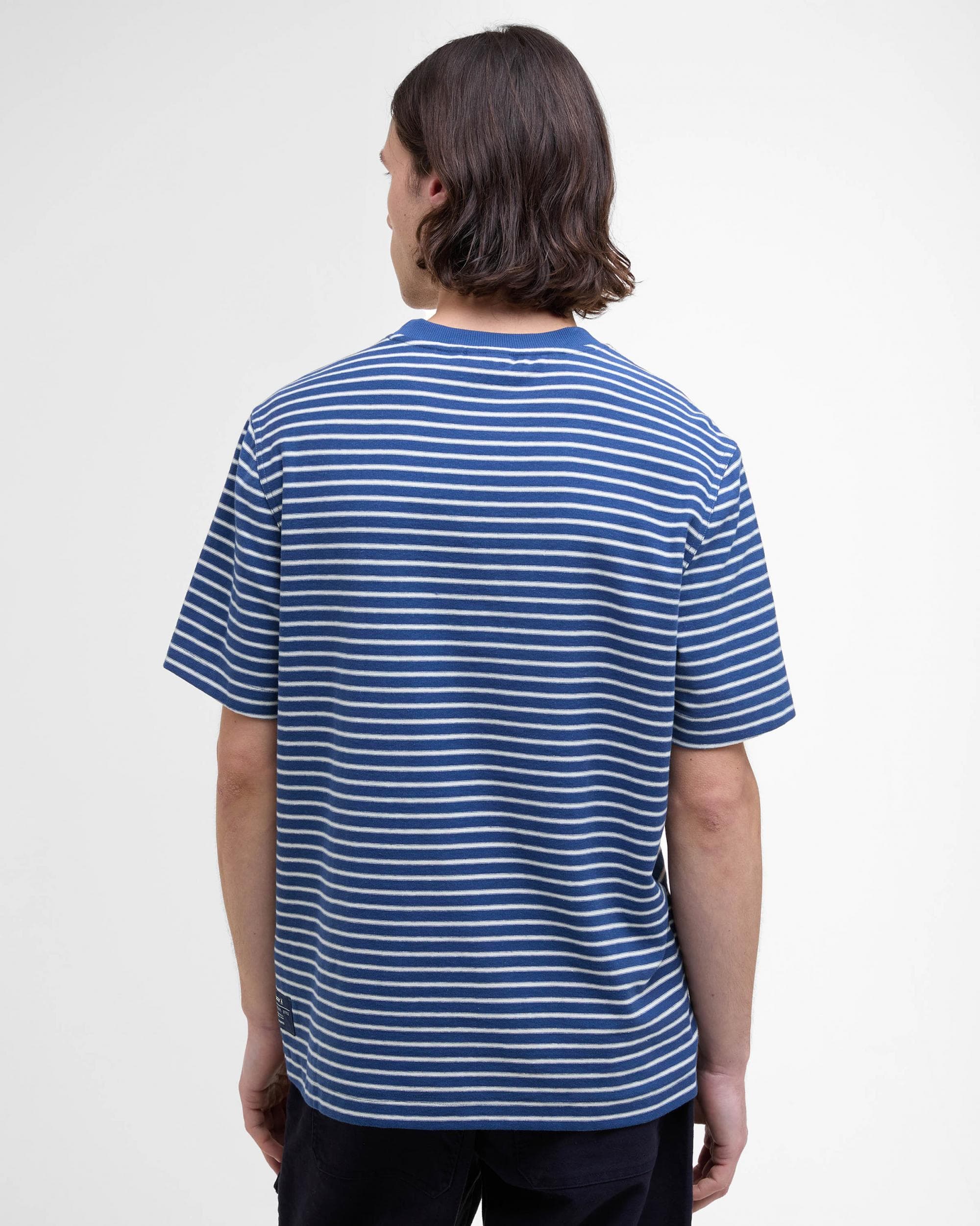 Barbour Frensham Mens Striped T-Shirt - Dark Denim - Image 5
